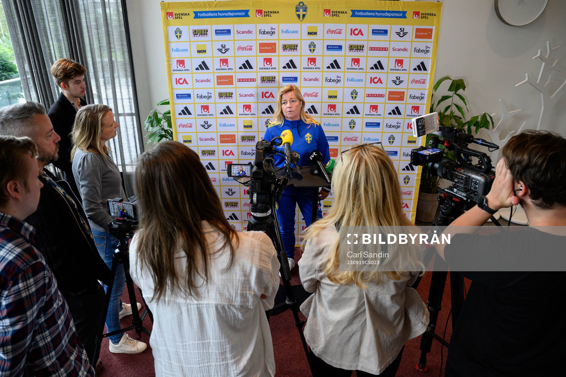 Team Manager Marika Domanski Lyfors is being interviewed