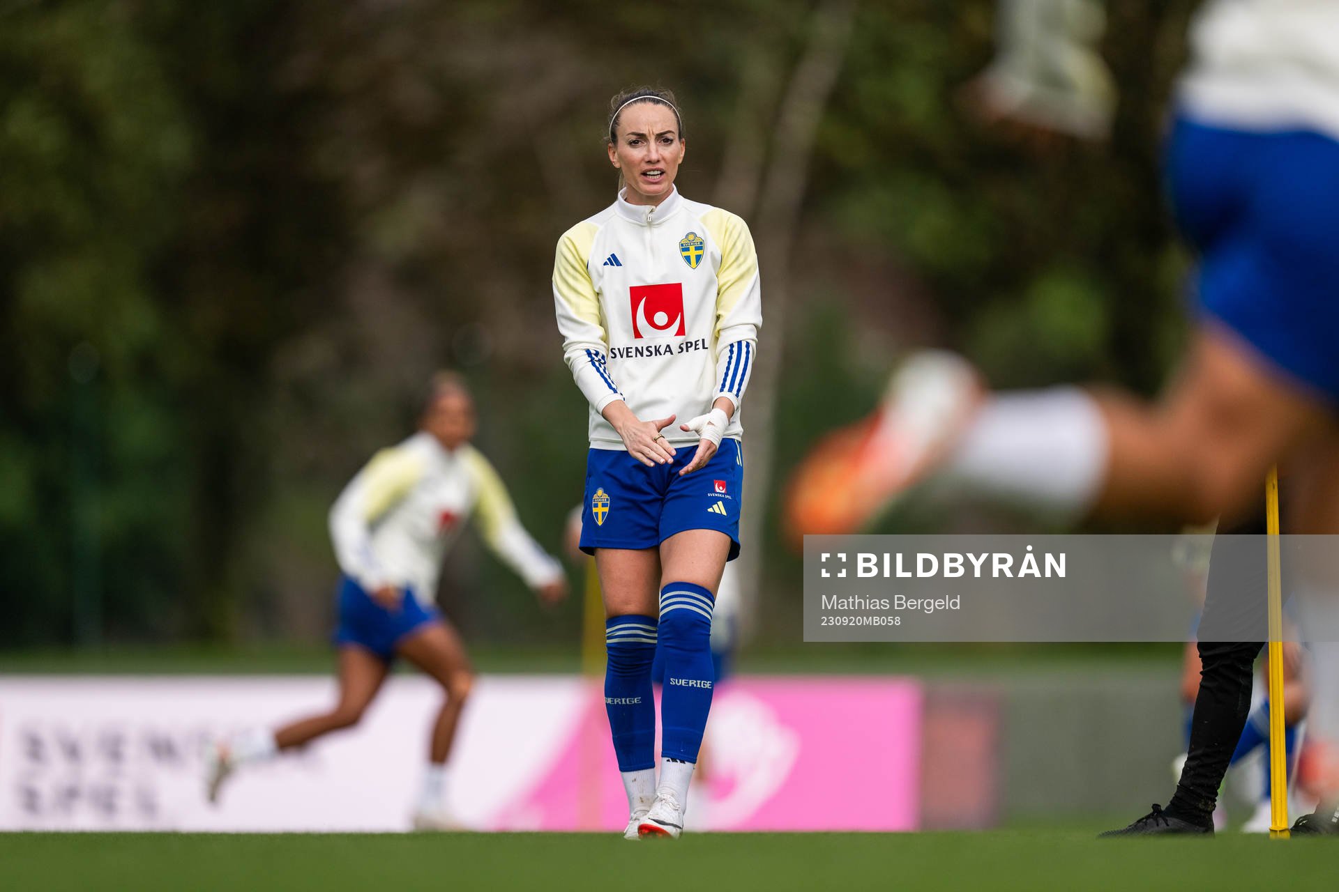 Kosovare Asllani during a training session with the Swedish women's national football team on September 20, 2023 in Göteborg. 