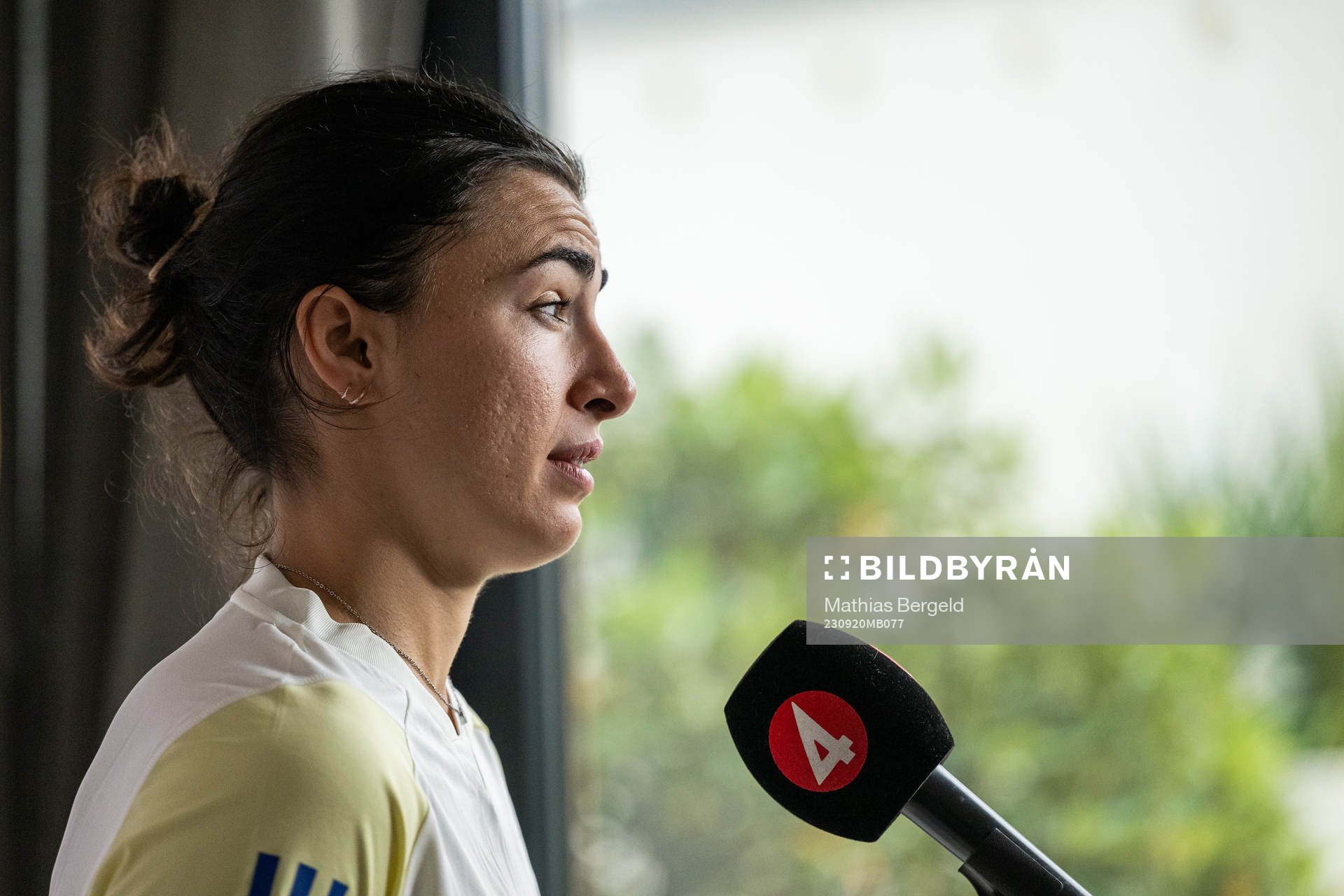 Goalkeeper Zecira Musovic is interviewed