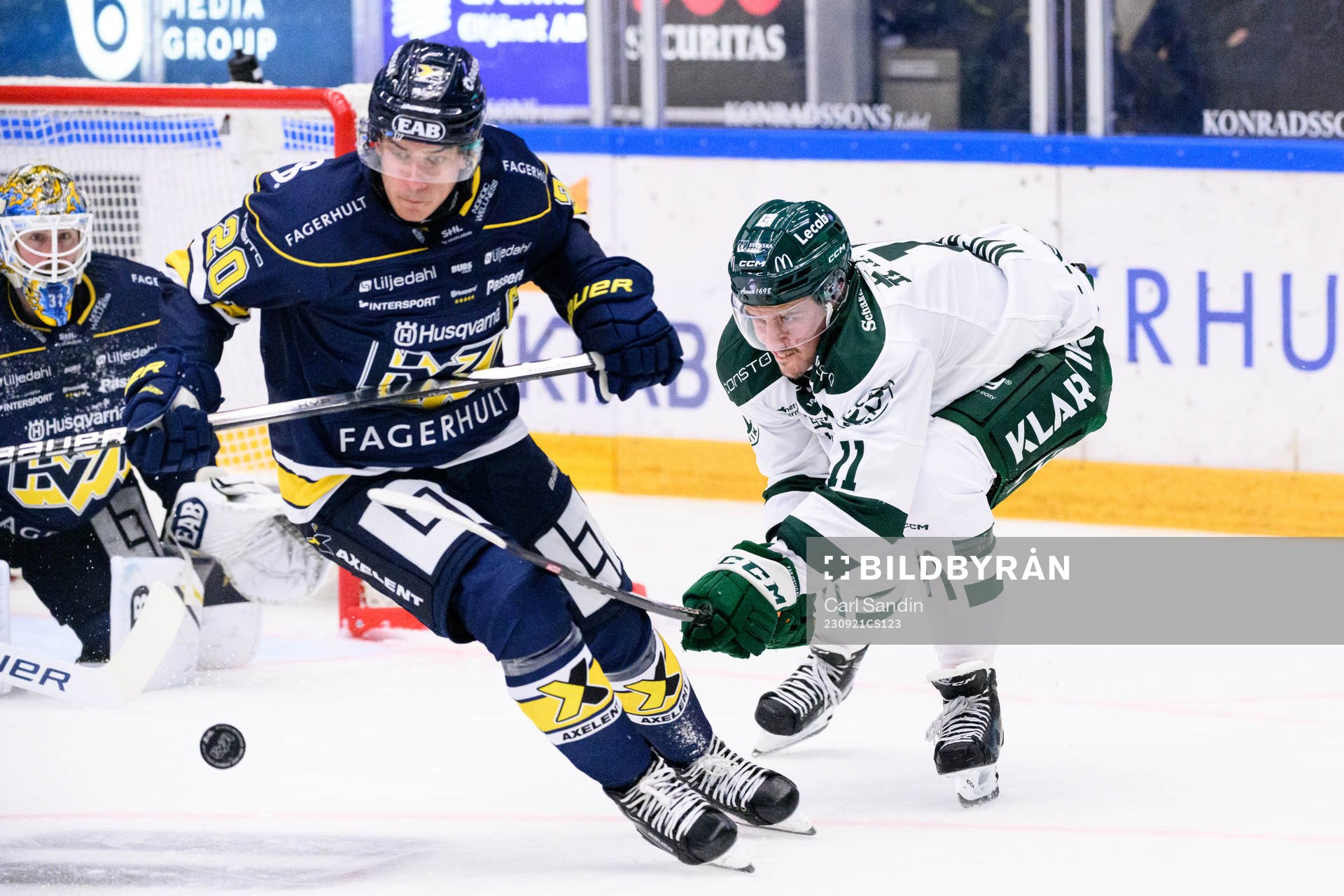 HV71s André Petersson och Färjestads Joakim Nygård