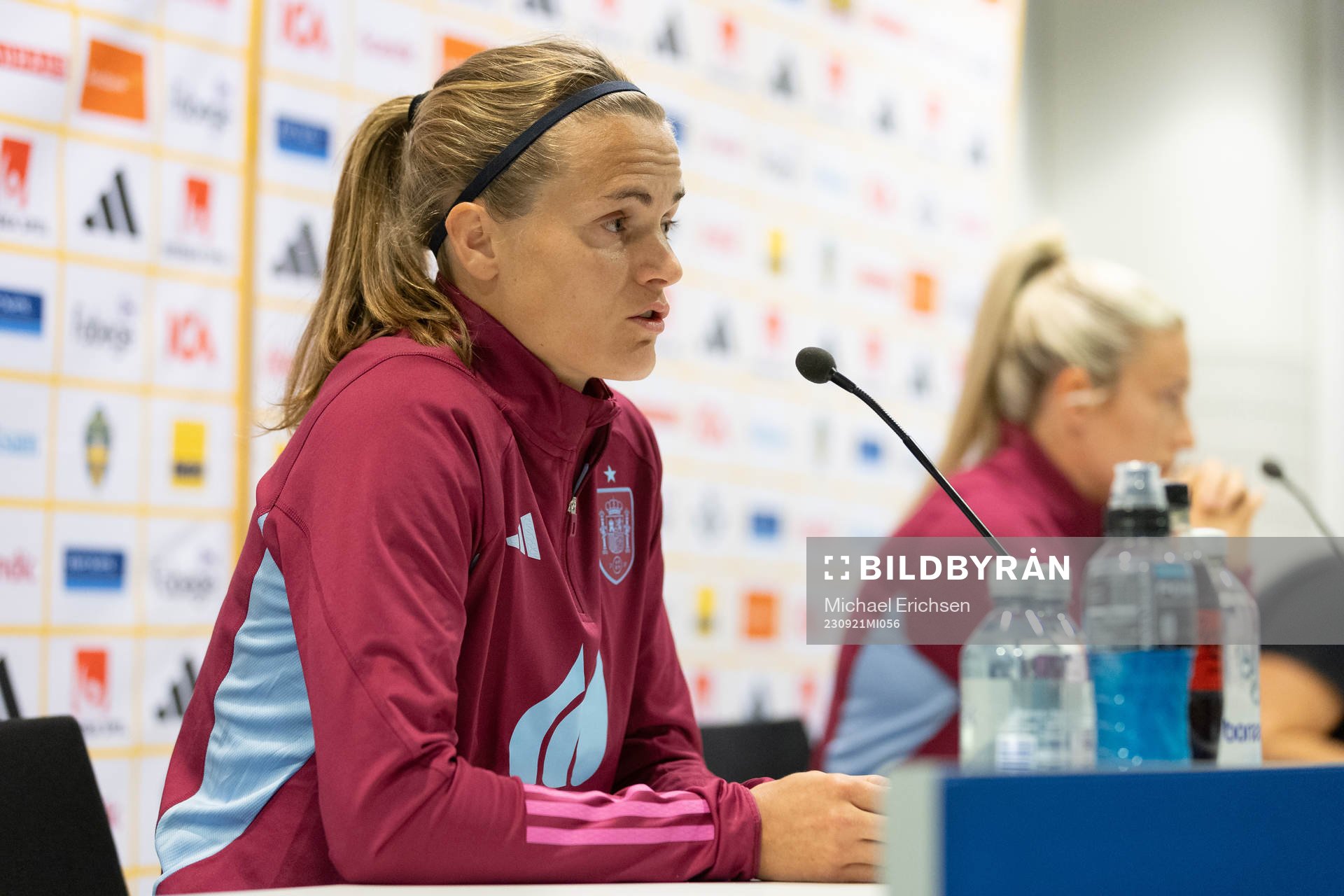  Irene Paredes of the Spanish Women's national football team during a press conference on September 21, 2023 in Gothenburg. 