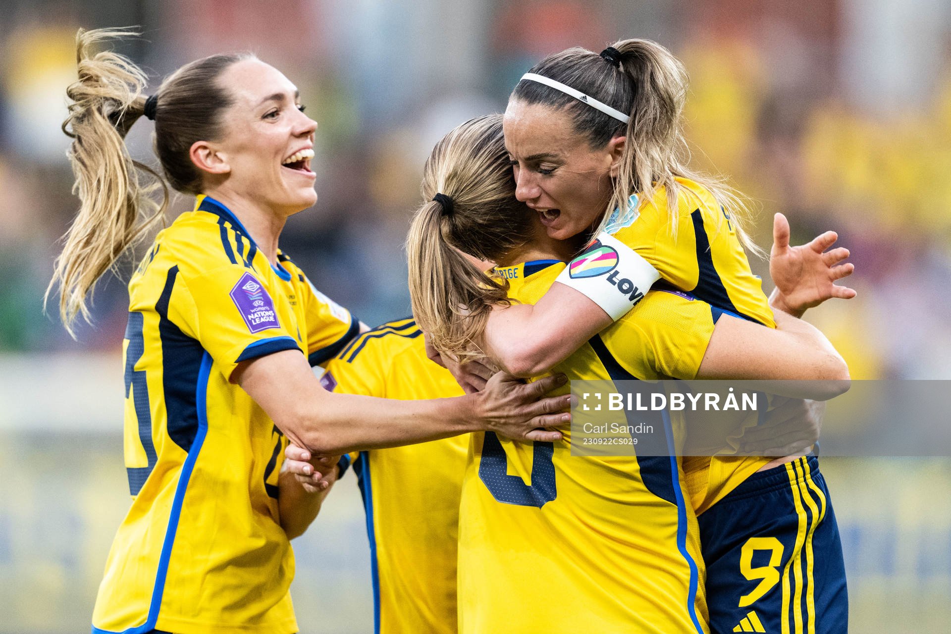 Magdalena Eriksson of Sweden celebrates with Elin Rubensson
