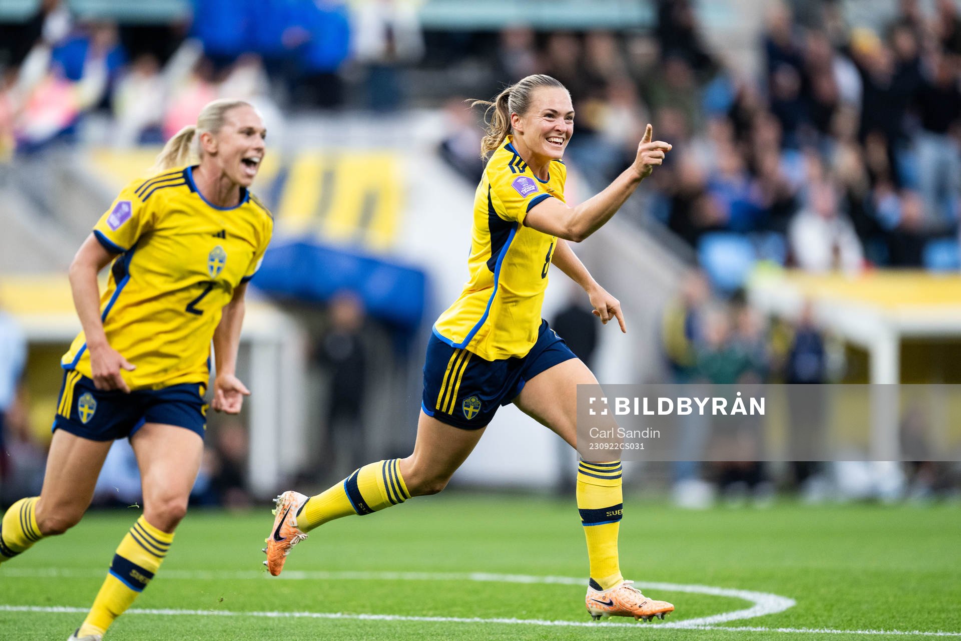 Magdalena Eriksson of Sweden celebrates with Jonna Andersson