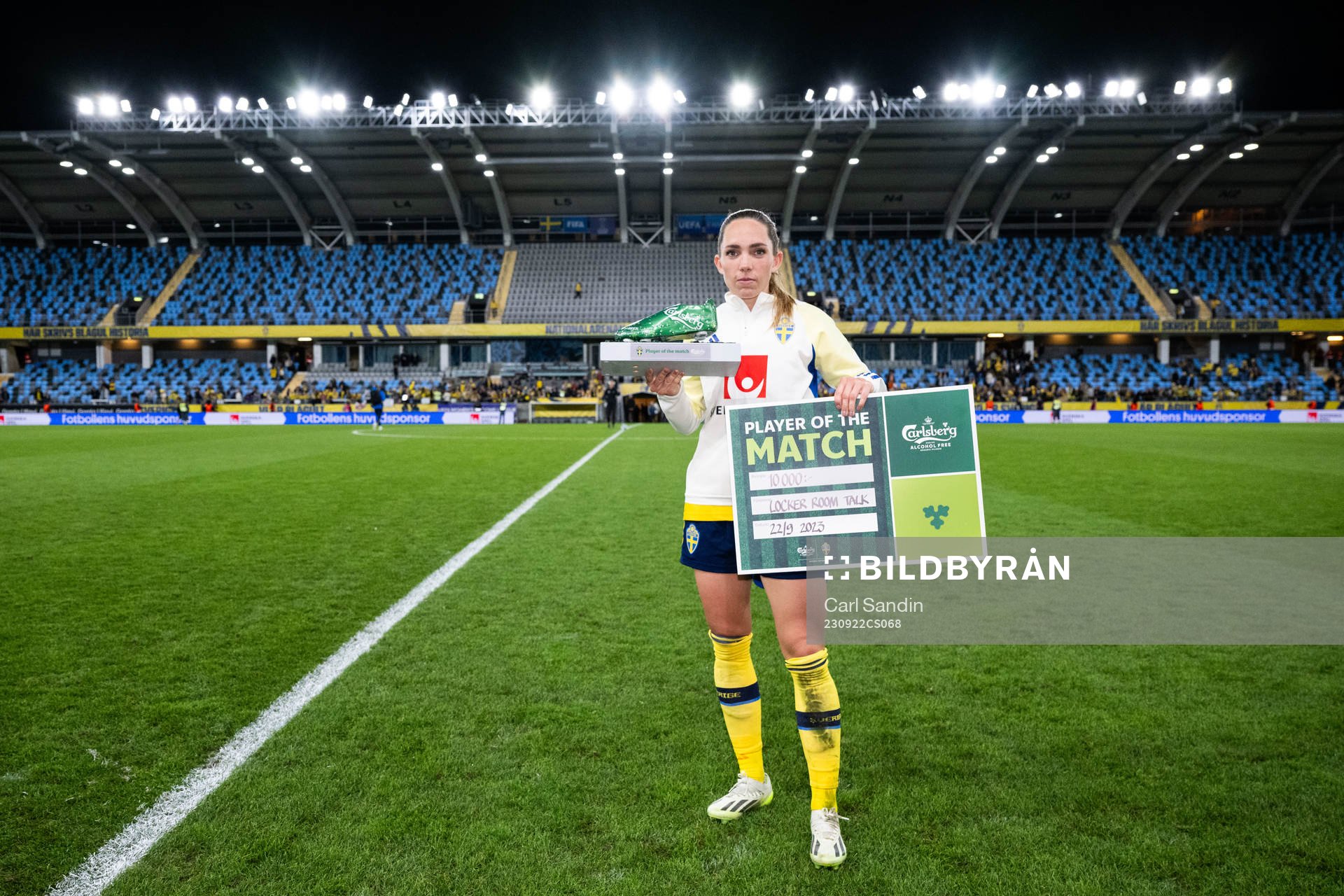 Elin Rubensson of Sweden receives Player of the match award