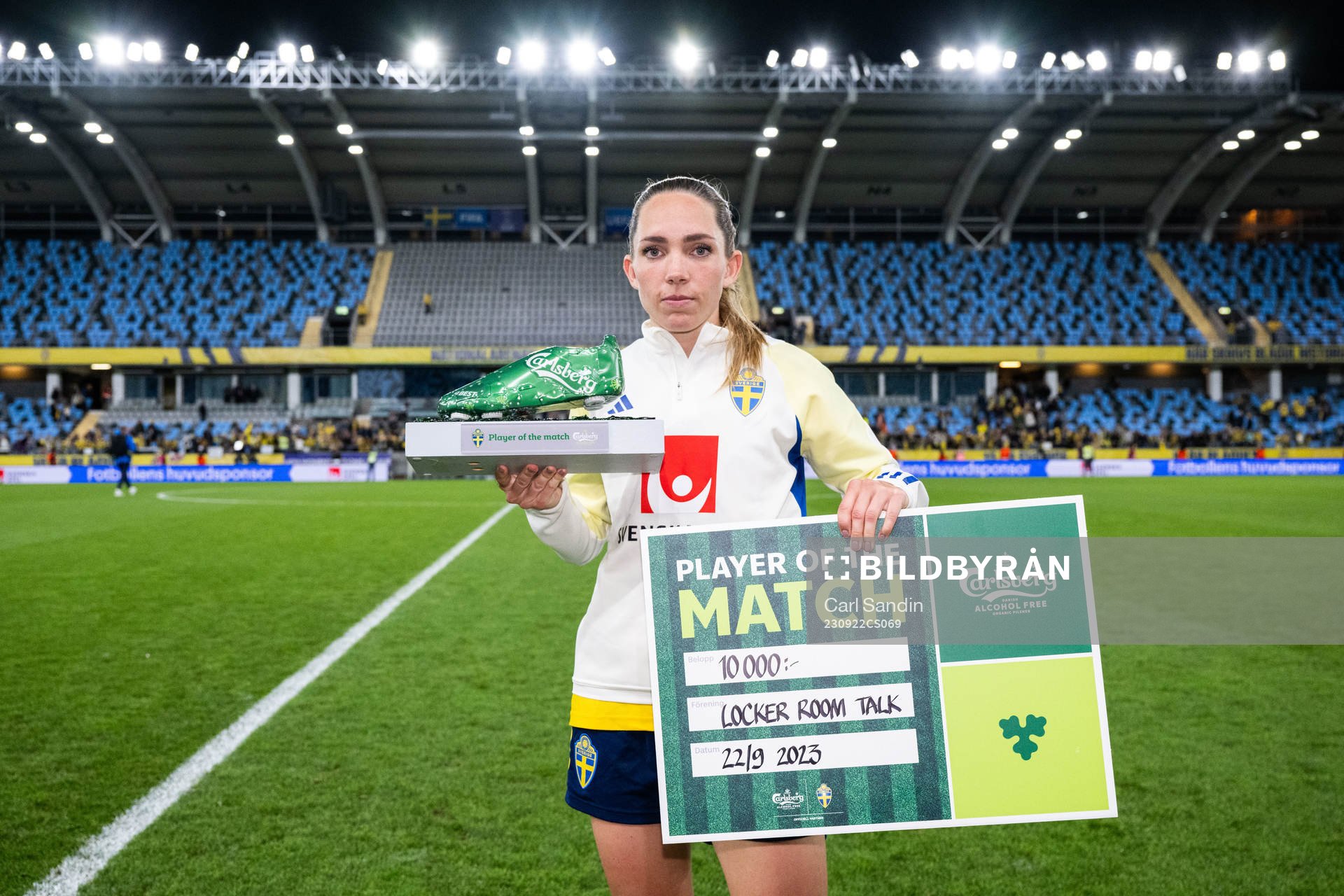 Elin Rubensson of Sweden receives Player of the match award