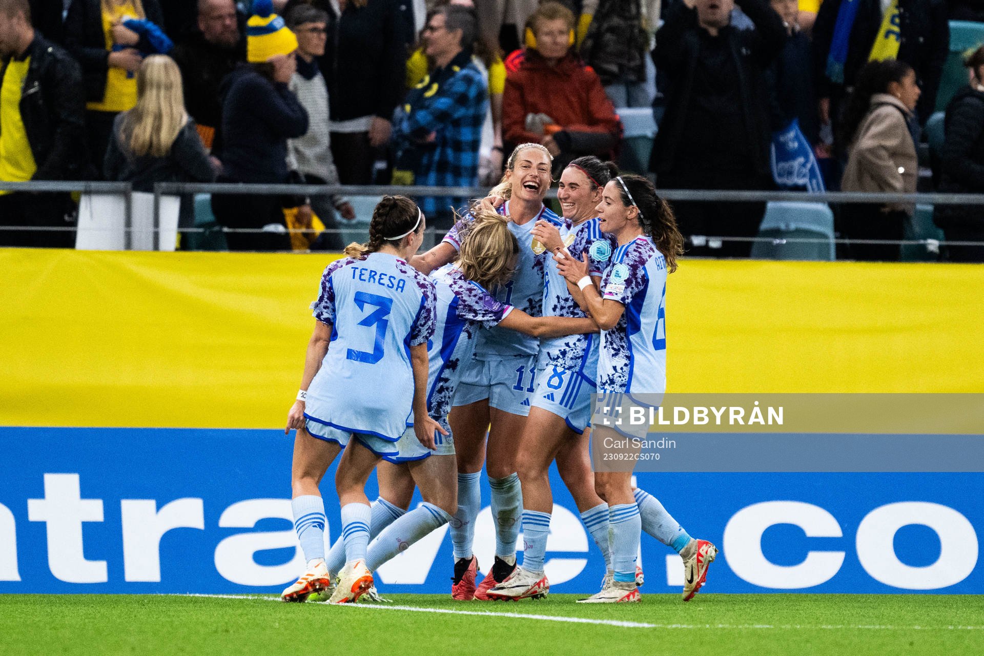 Mariona Caldentey of Spain celebrates with team mates