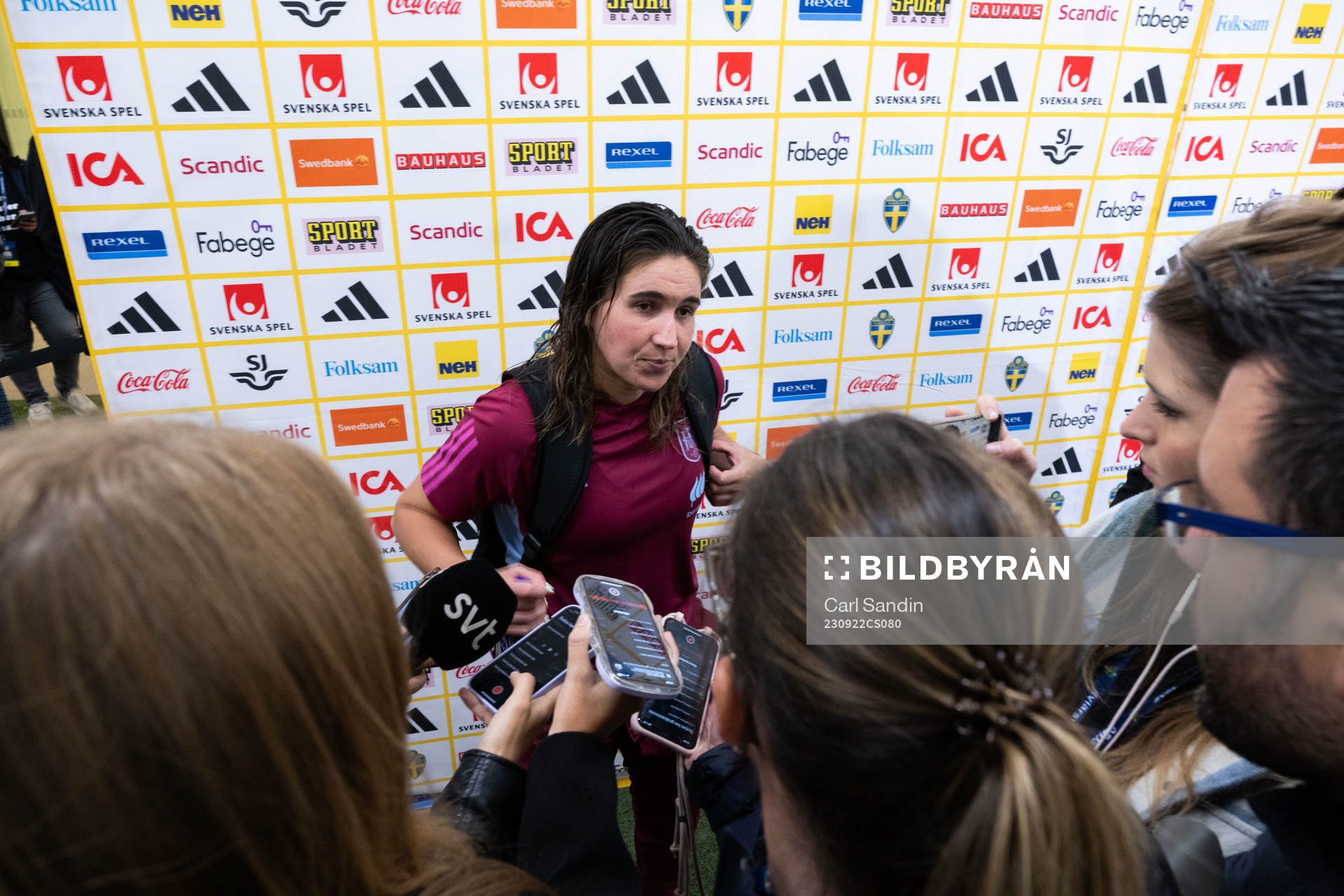 Mariona Caldentey of Spain in mixed zone