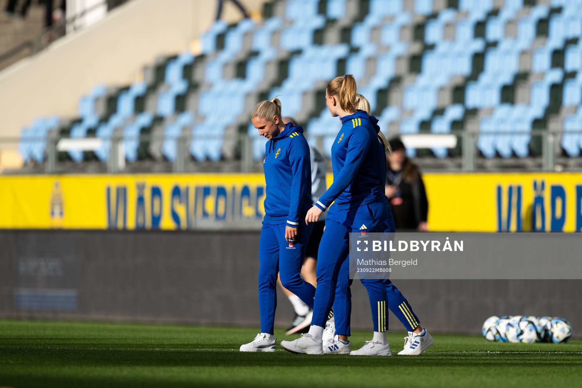 Jonna Andersson and goalkeeper Tove Enblom of Sweden