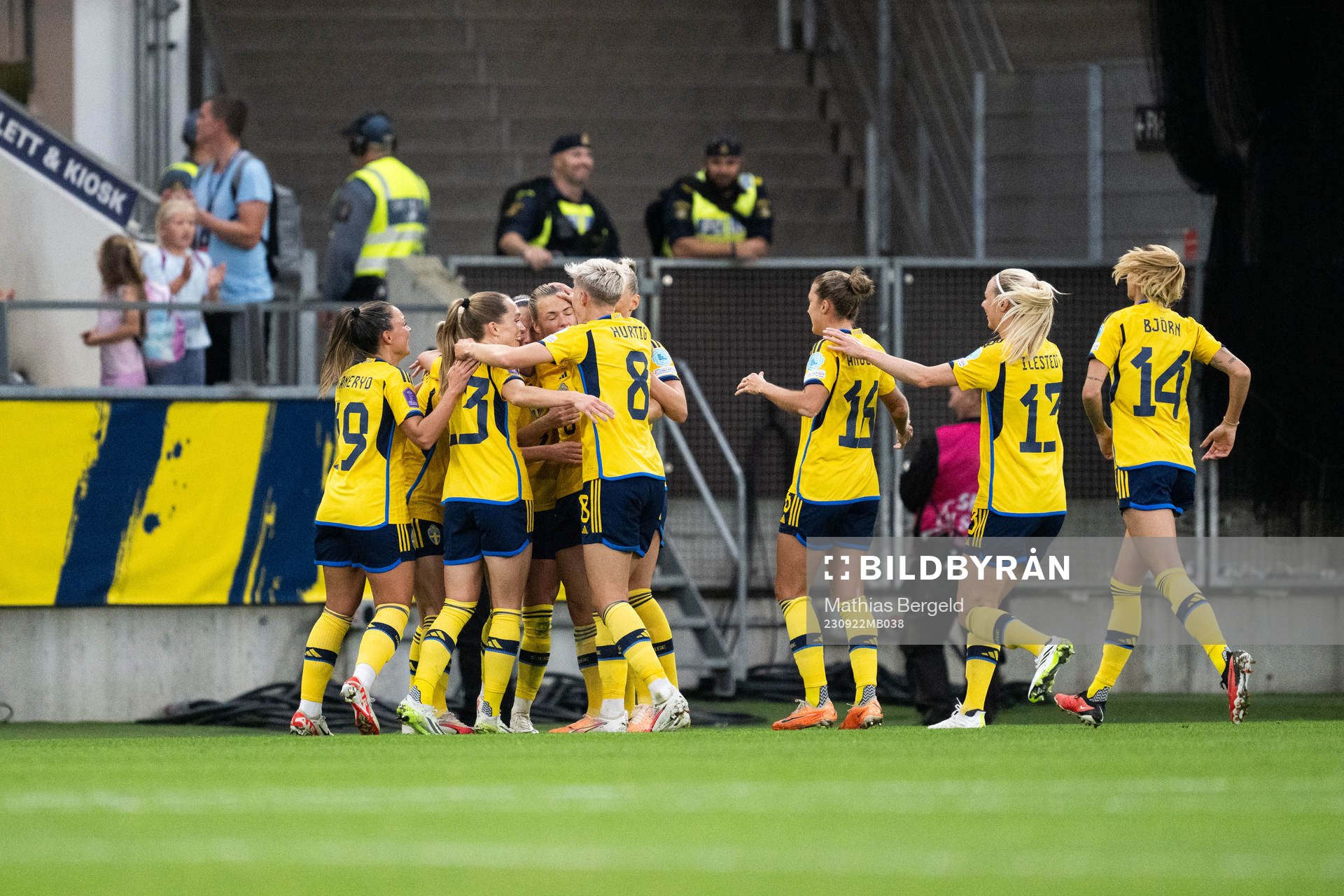 Magdalena Eriksson of Sweden celebrates with team mates