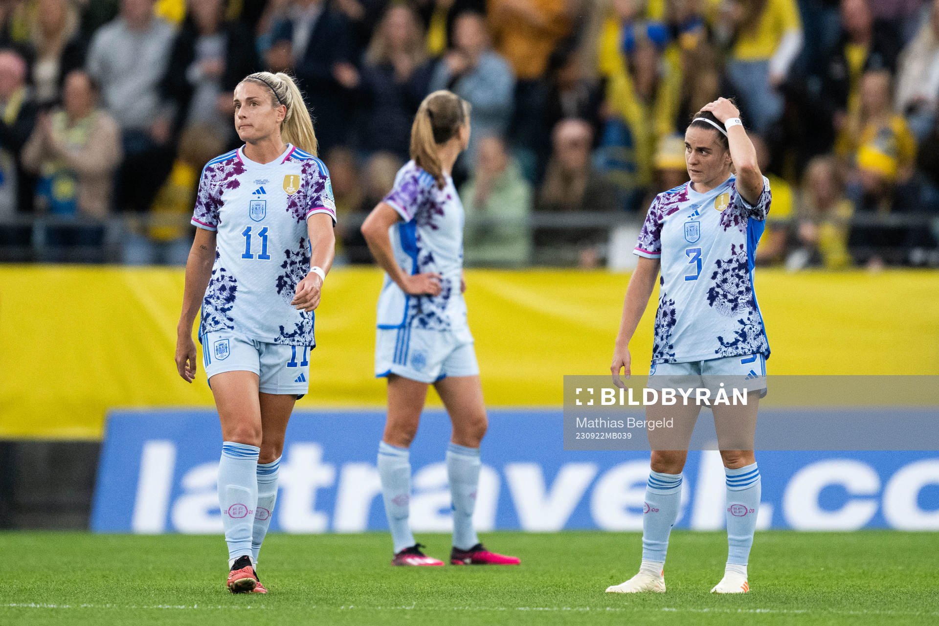 Alexia Putellas and Teresa Abelleira of Spain look dejected