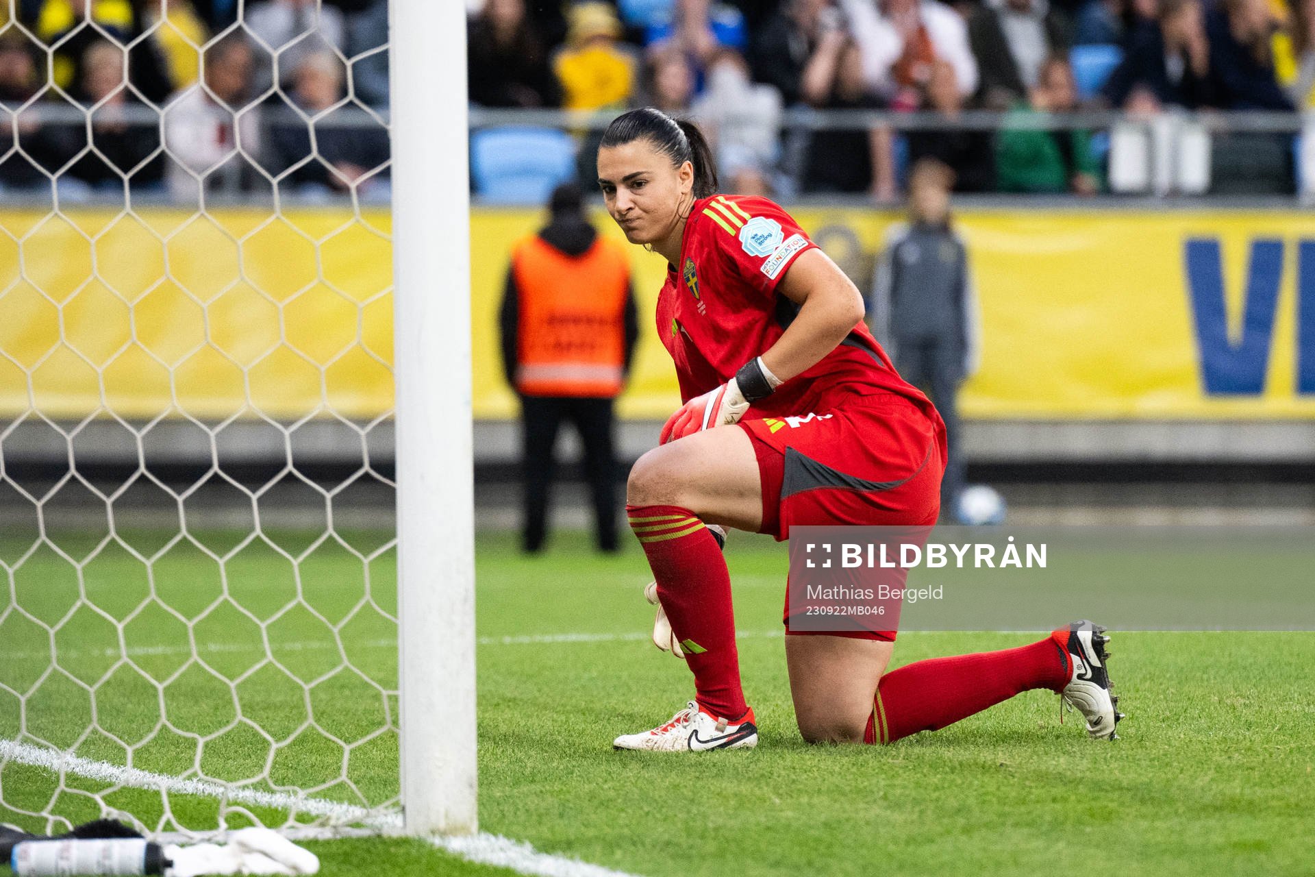 Goalkeeper Zecira Musovic of Sweden looks dejected