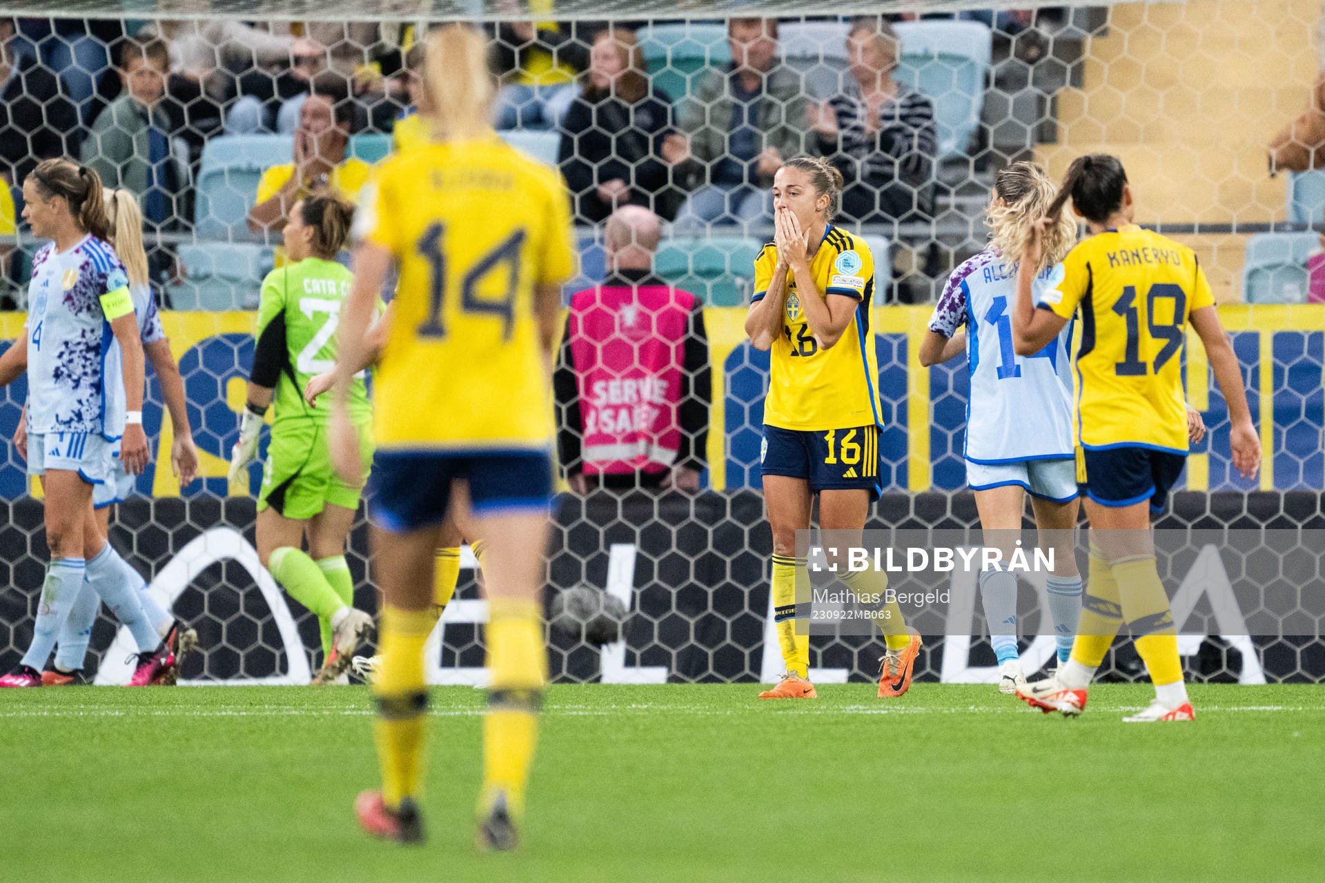 Filippa Angeldahl of Sweden looks dejected
