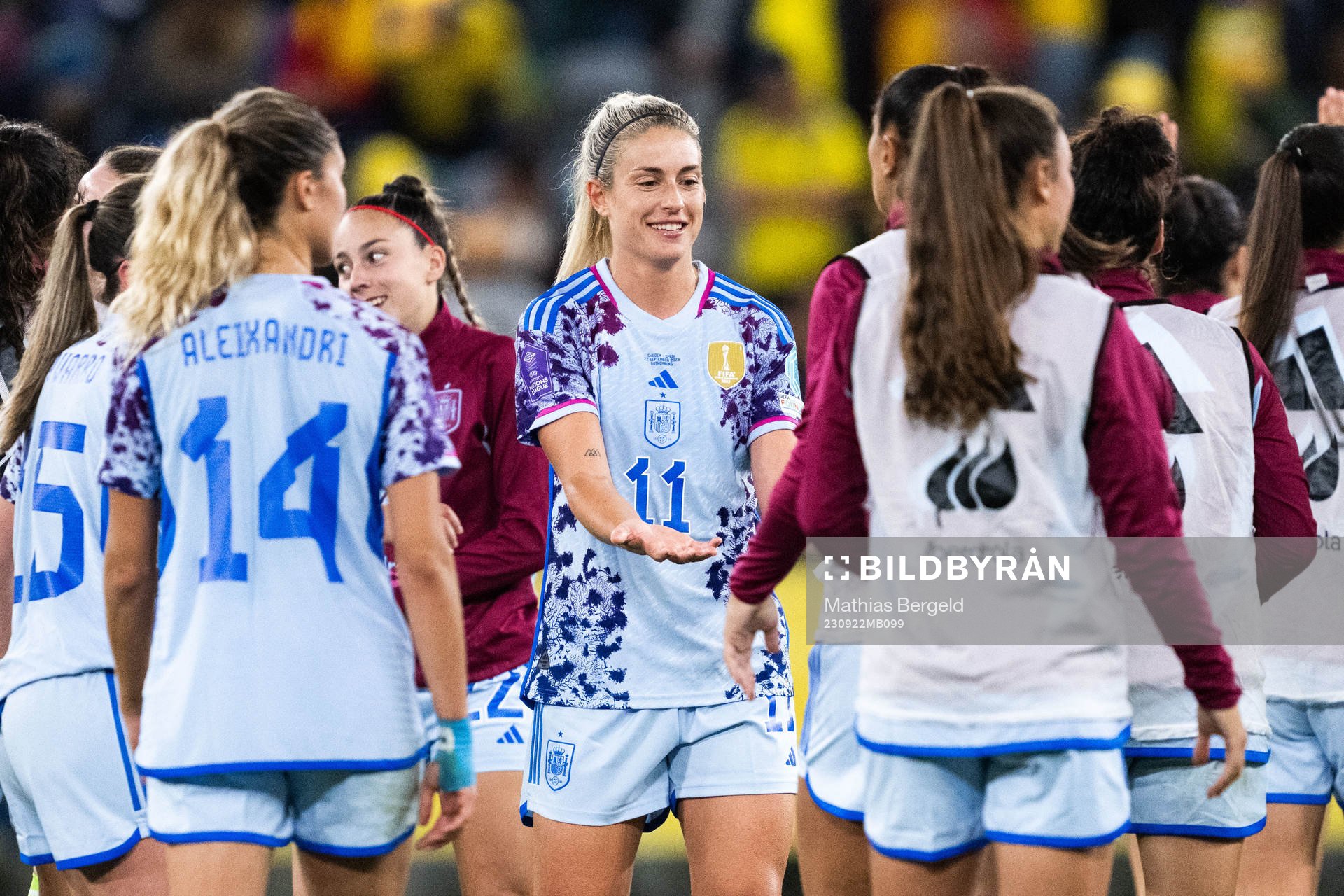 Alexia Putellas of Spain celebrates with team mates