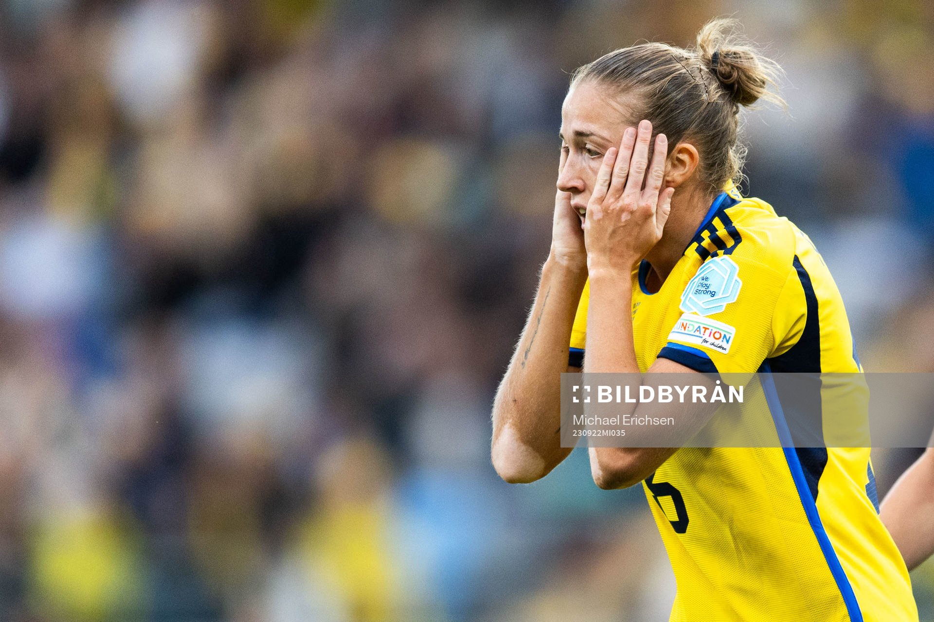 Filippa Angeldahl of Sweden looks dejected