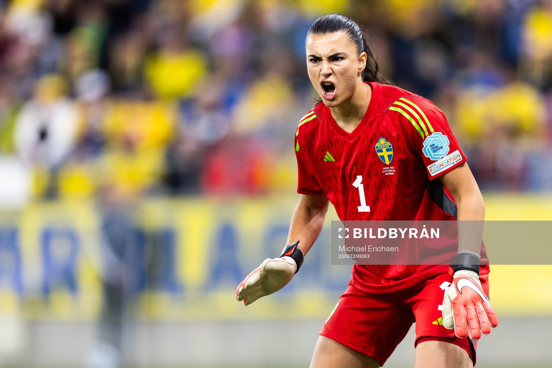 Goalkeeper Zecira Musovic of Sweden