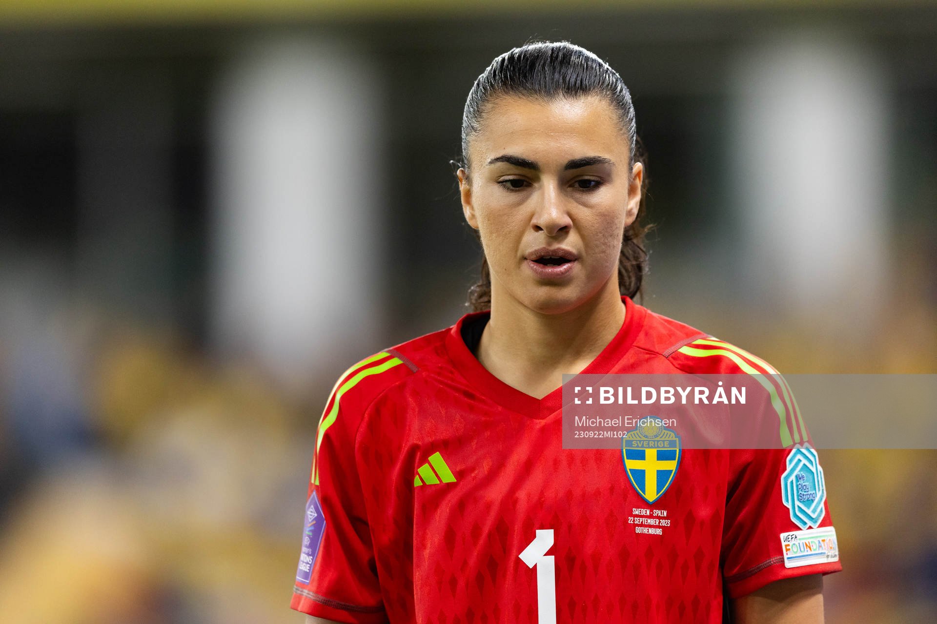 Goalkeeper Zecira Musovic of Sweden