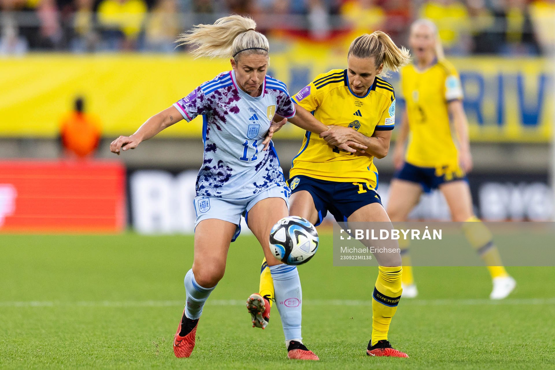 Alexia Putellas of Spain and Nathalie Björn of Sweden