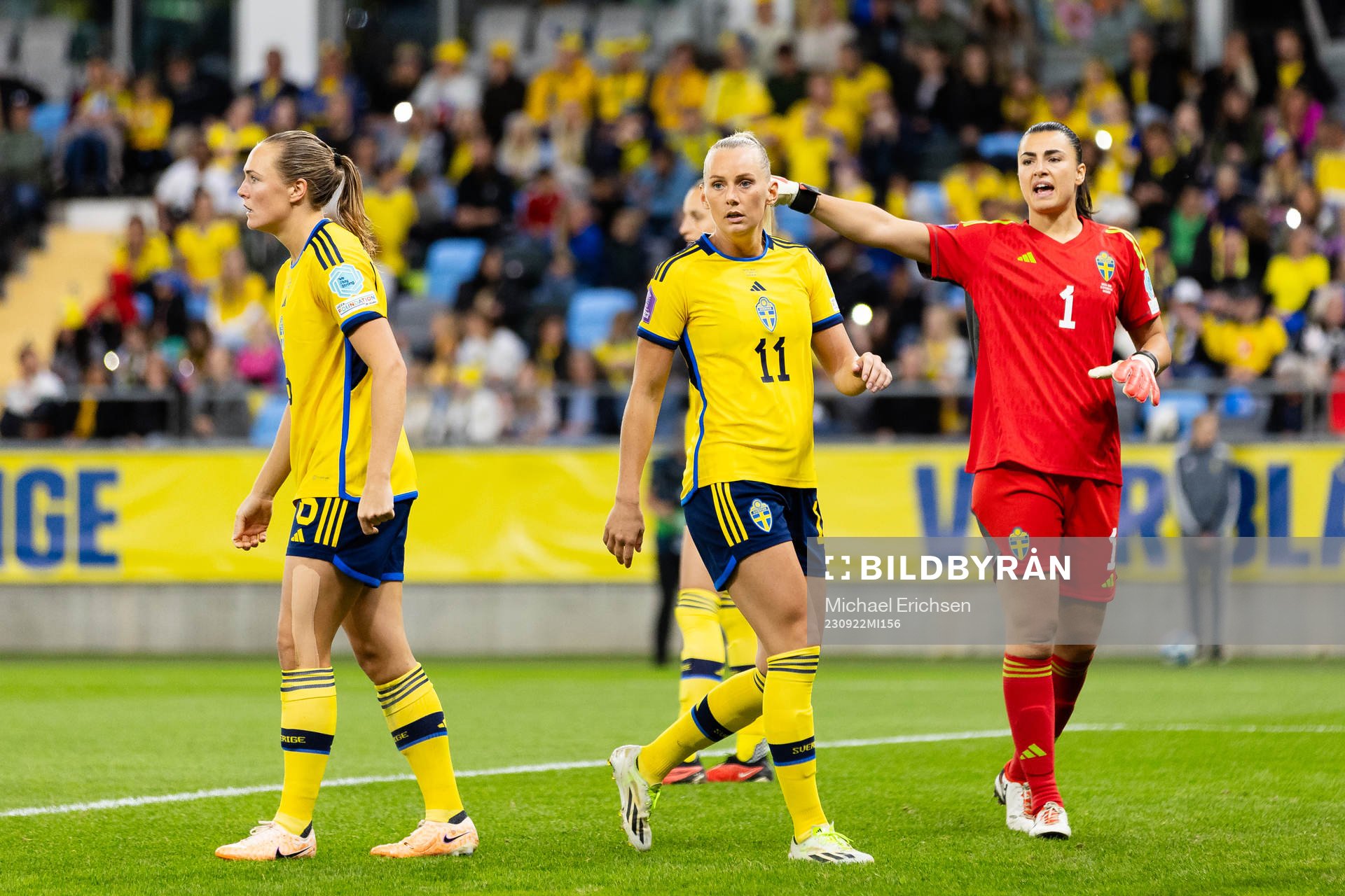 Magdalena Eriksson, Stina Blackstenius and goalkeeper