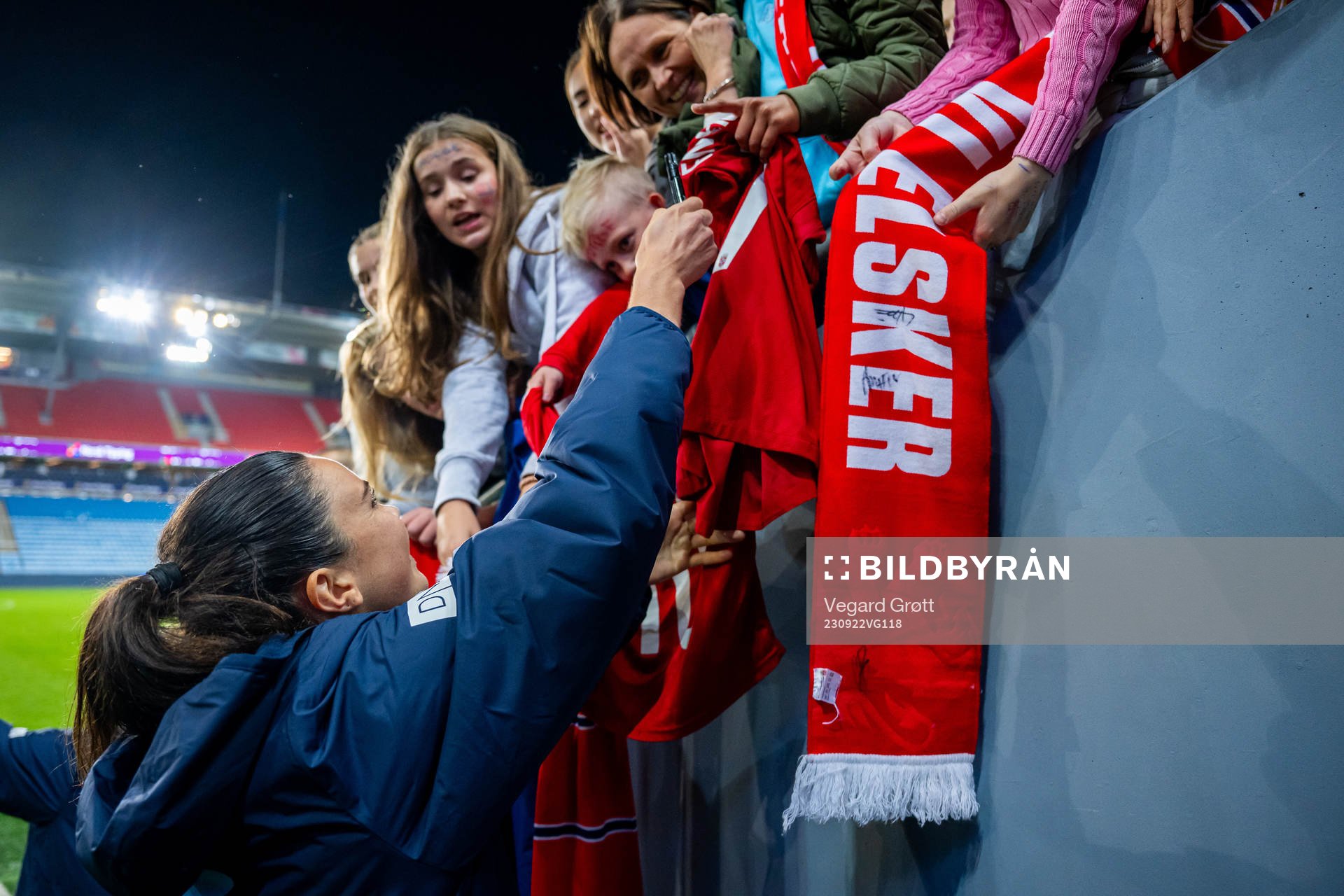 Ingrid Syrstad Engen of Norway with fans