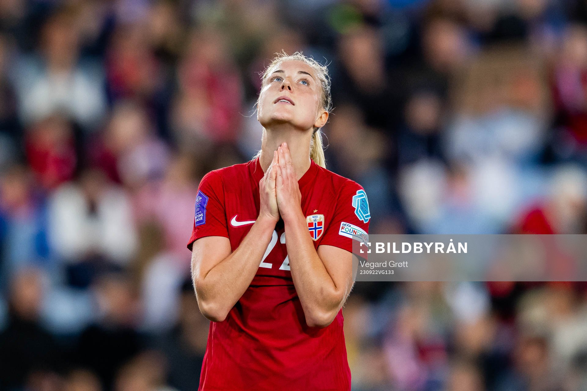 Sophie Román Haug of Norway reacts