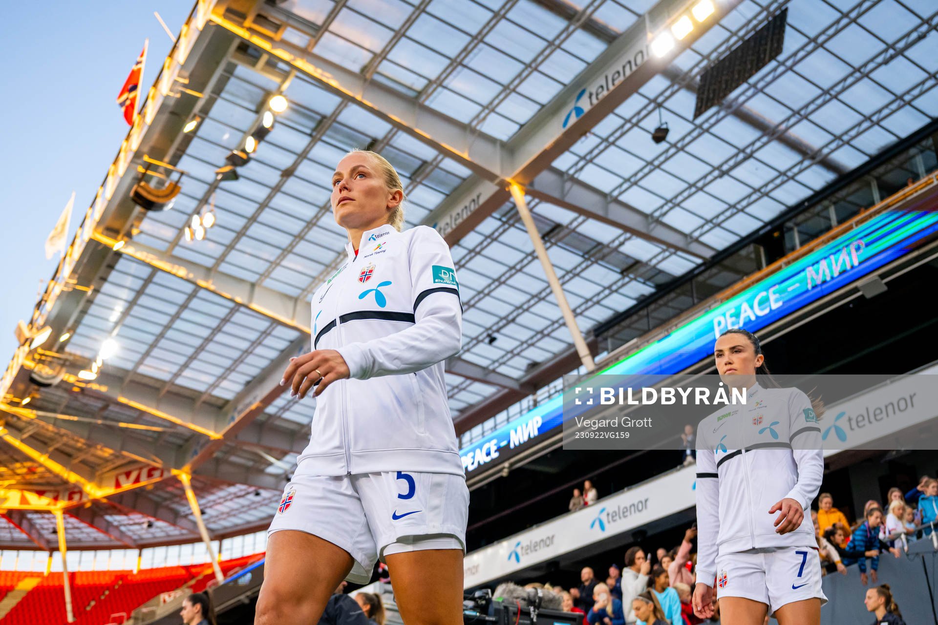 Guro Bergsvand and Ingrid Syrstad Engen of Norway enter the