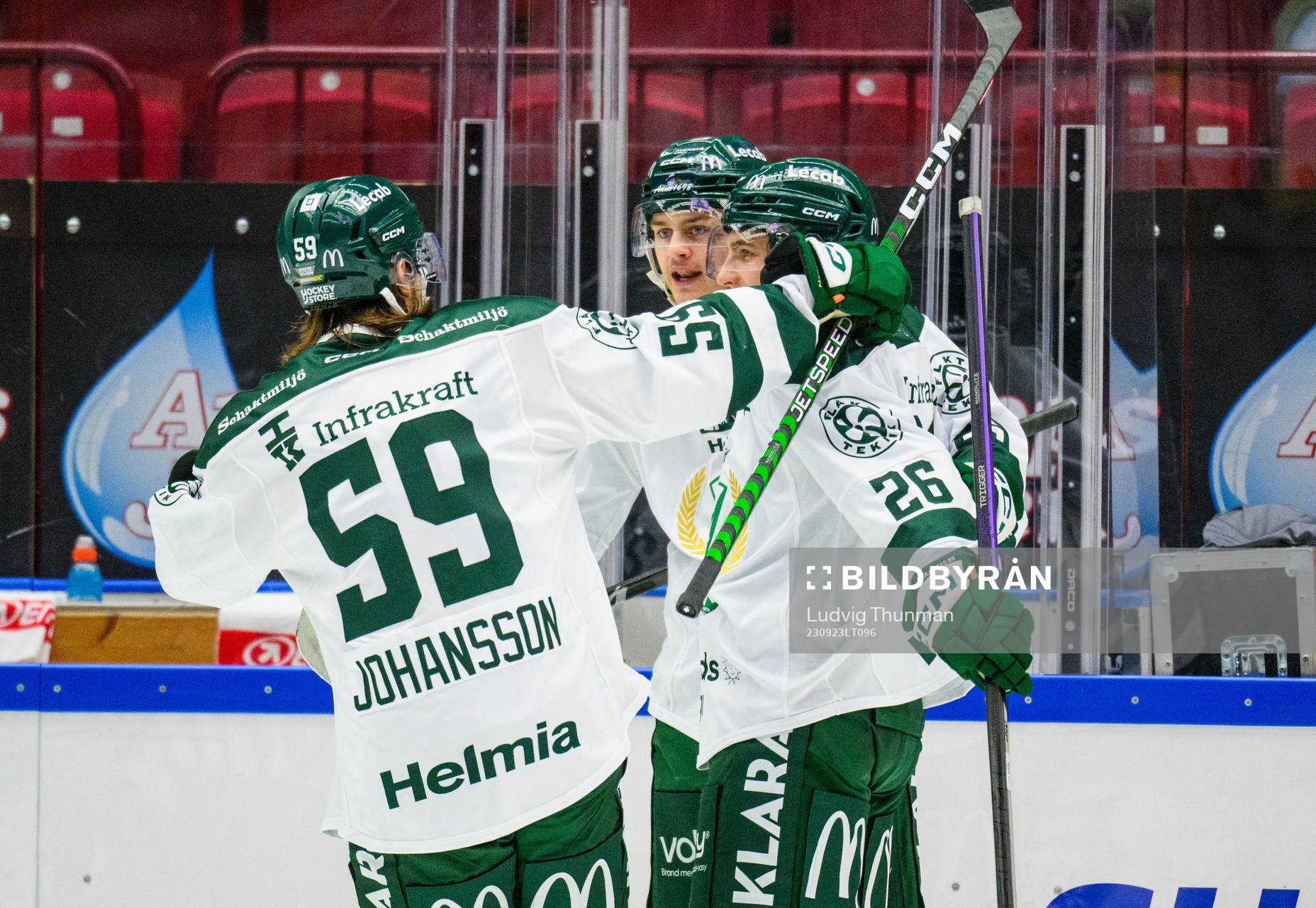 Färjestads Lucas Forsell, Linus Johansson och Joel