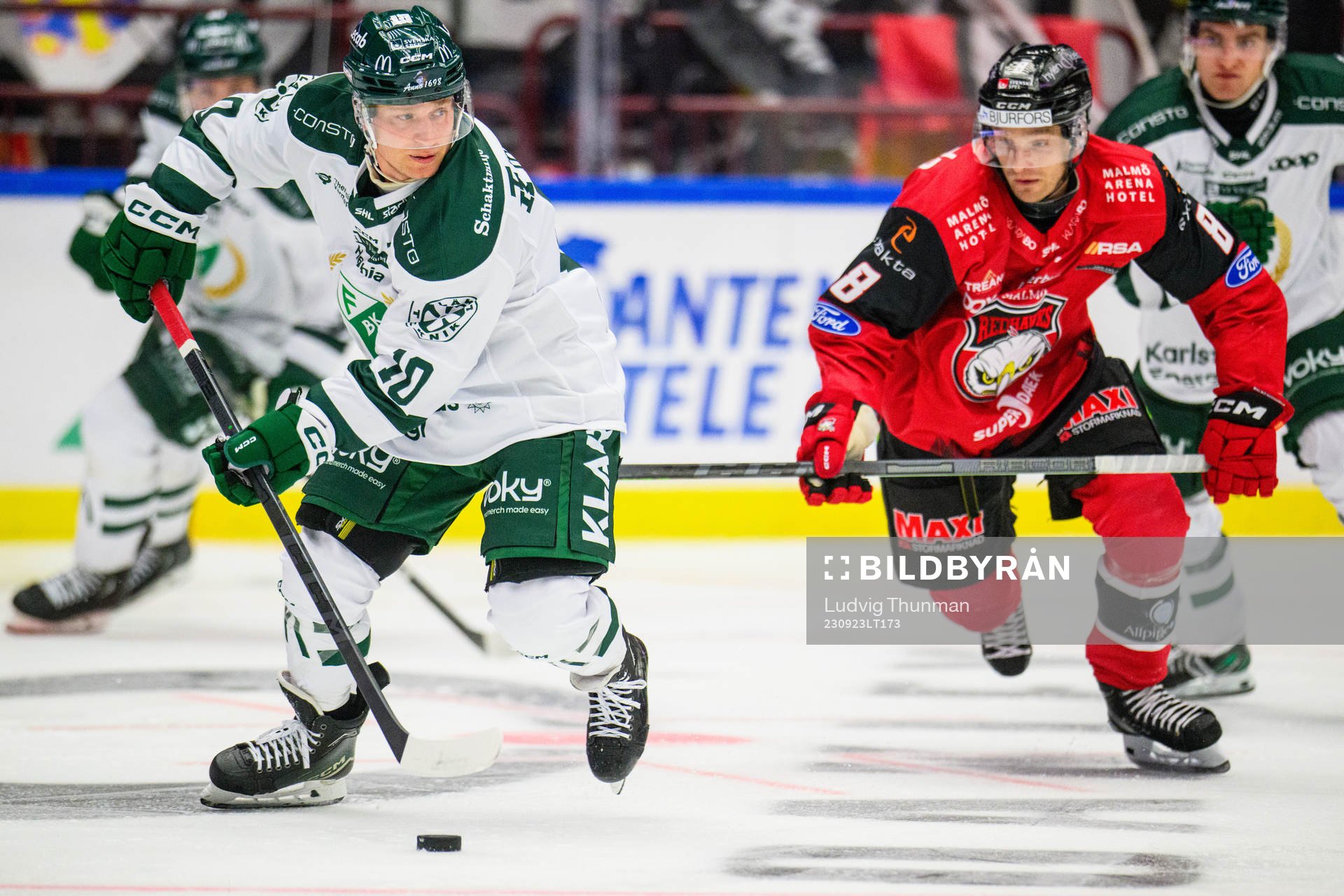 Färjestads Marcus Nilsson och Malmö Redhawks Johan