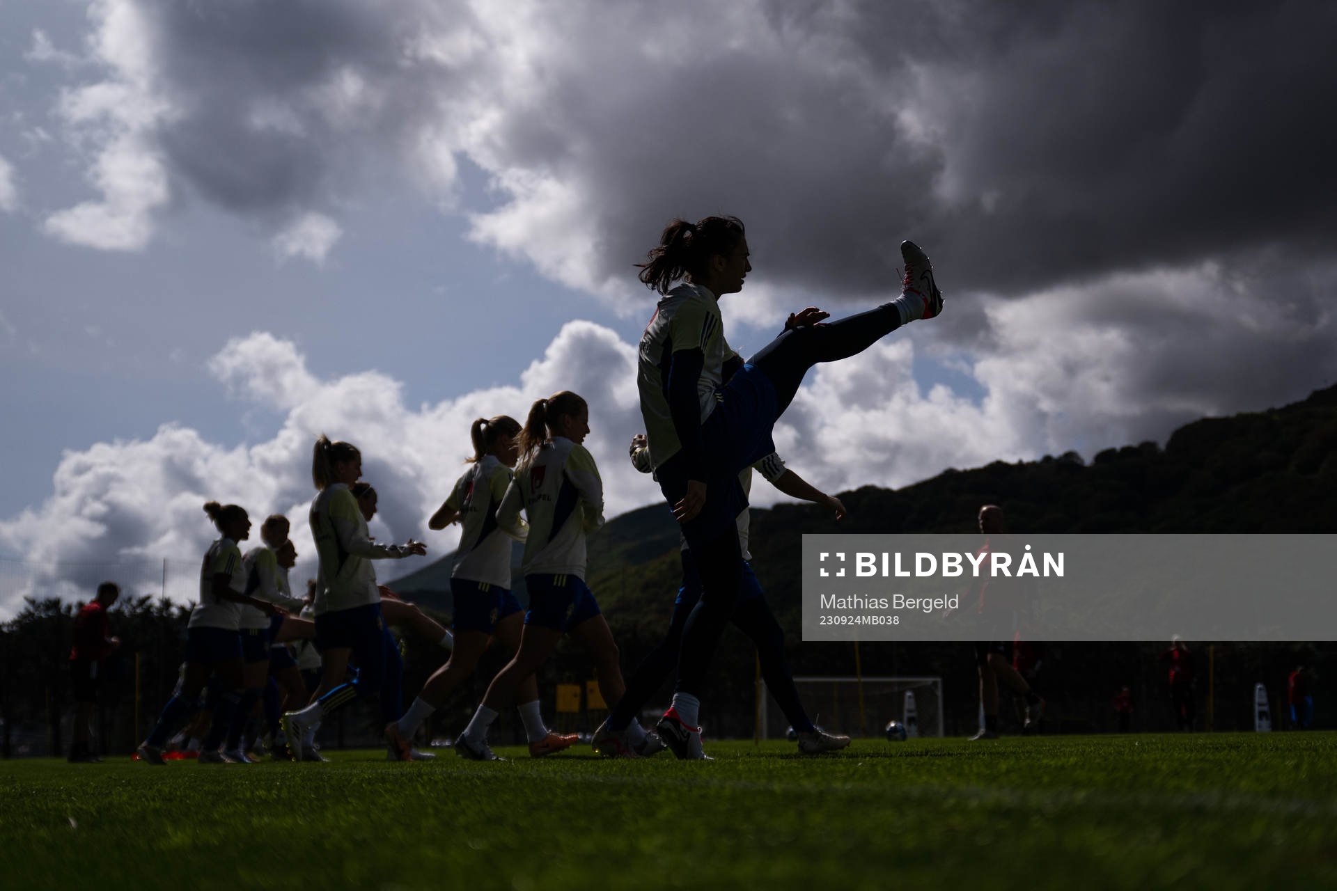 Silhouette of goalkeeper Zecira Musovic of the Swedish