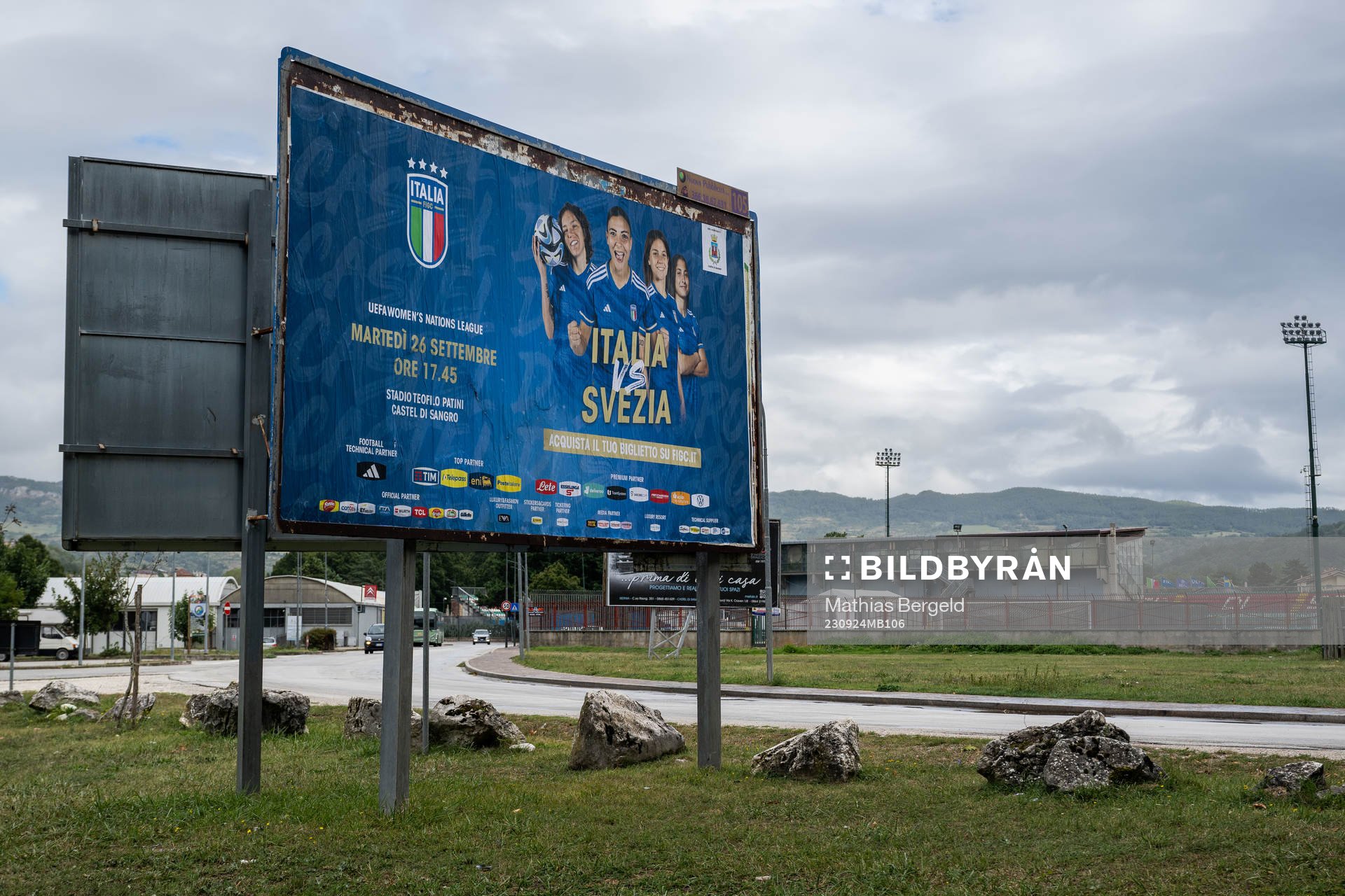 A billboard advertising the Nations League football match