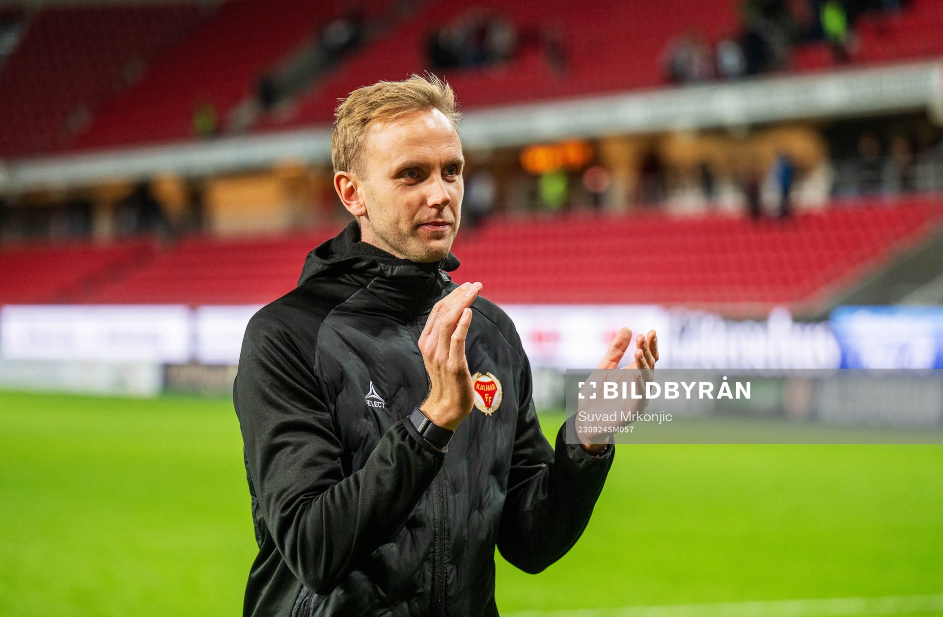 Kalmars tränare Henrik Jensen jublar