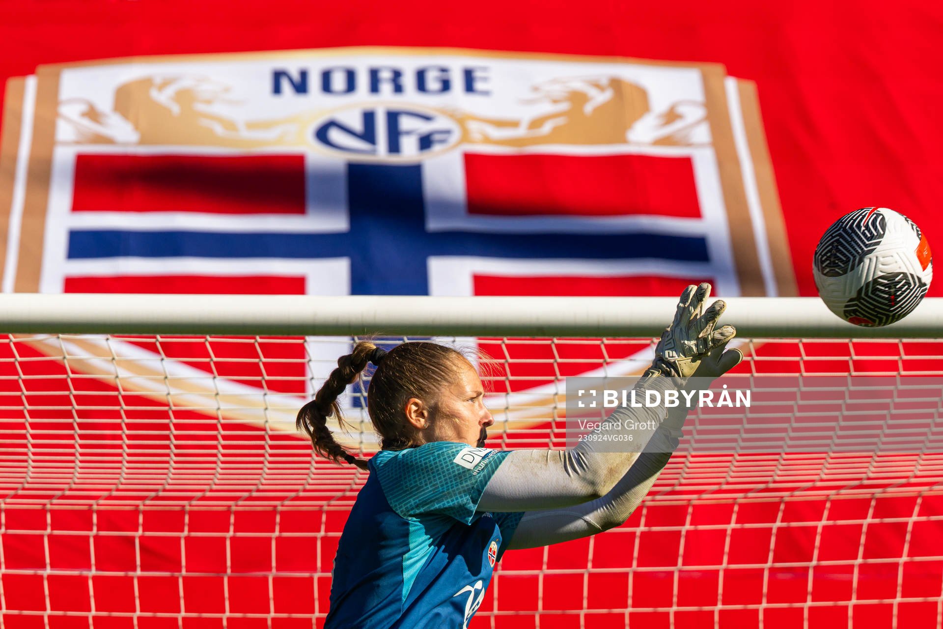 Goalkeeper Aurora Mikalsen of the Norwegian women's