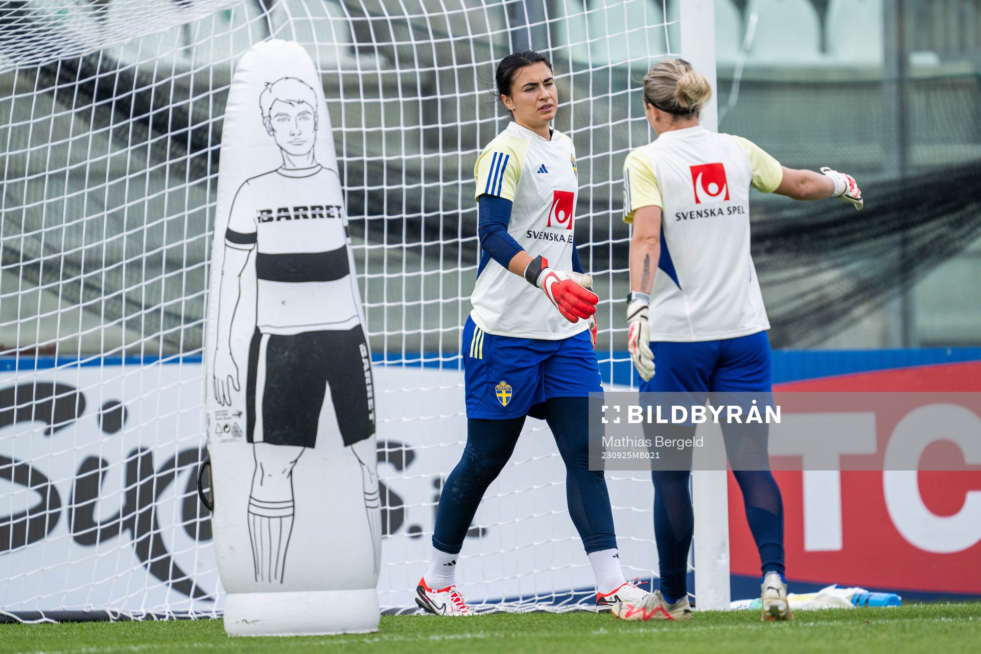 Goalkeeper Zecira Musovic and goalkeeper Jennifer Falk of