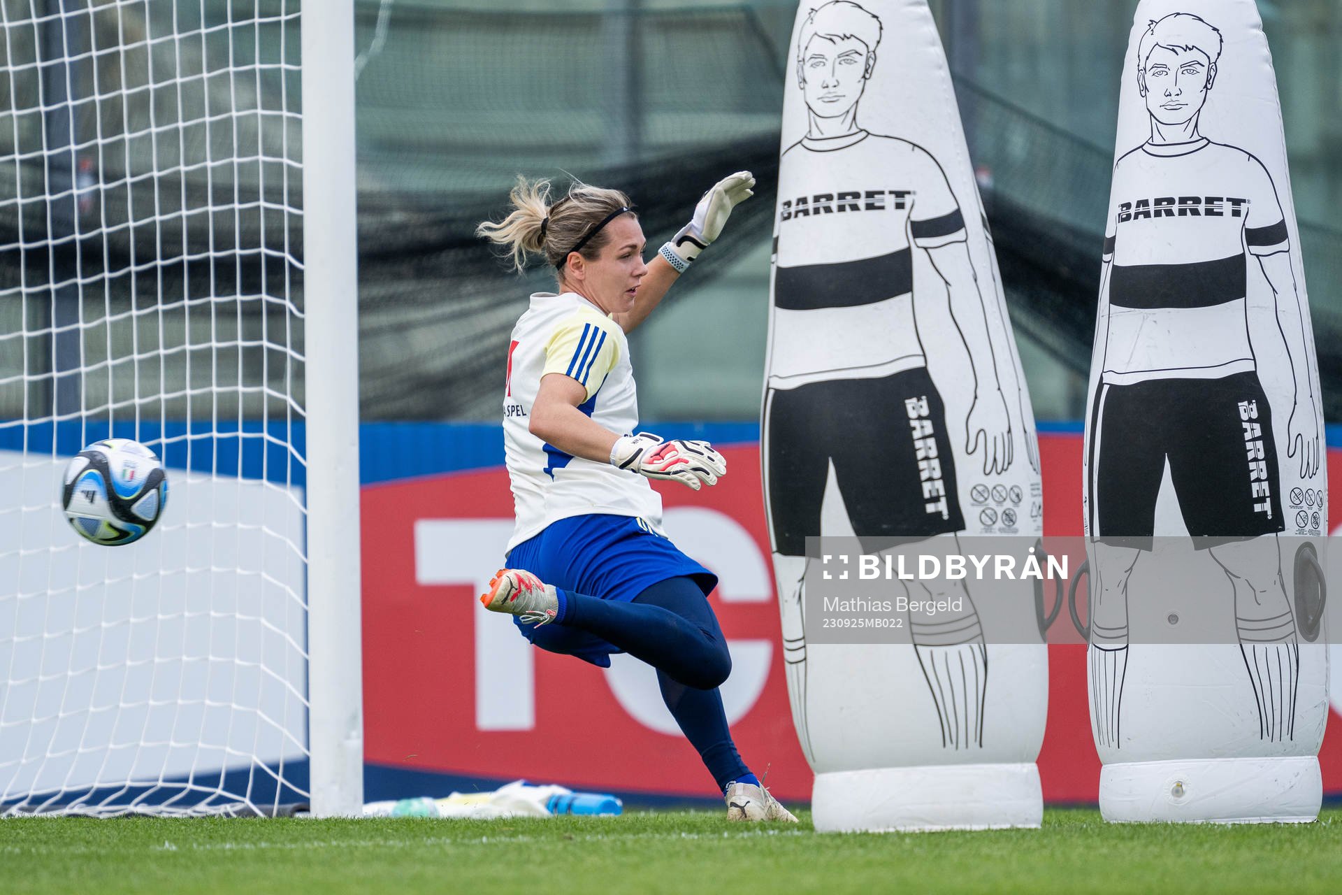 Goalkeeper Jennifer Falk of the Swedish women's national