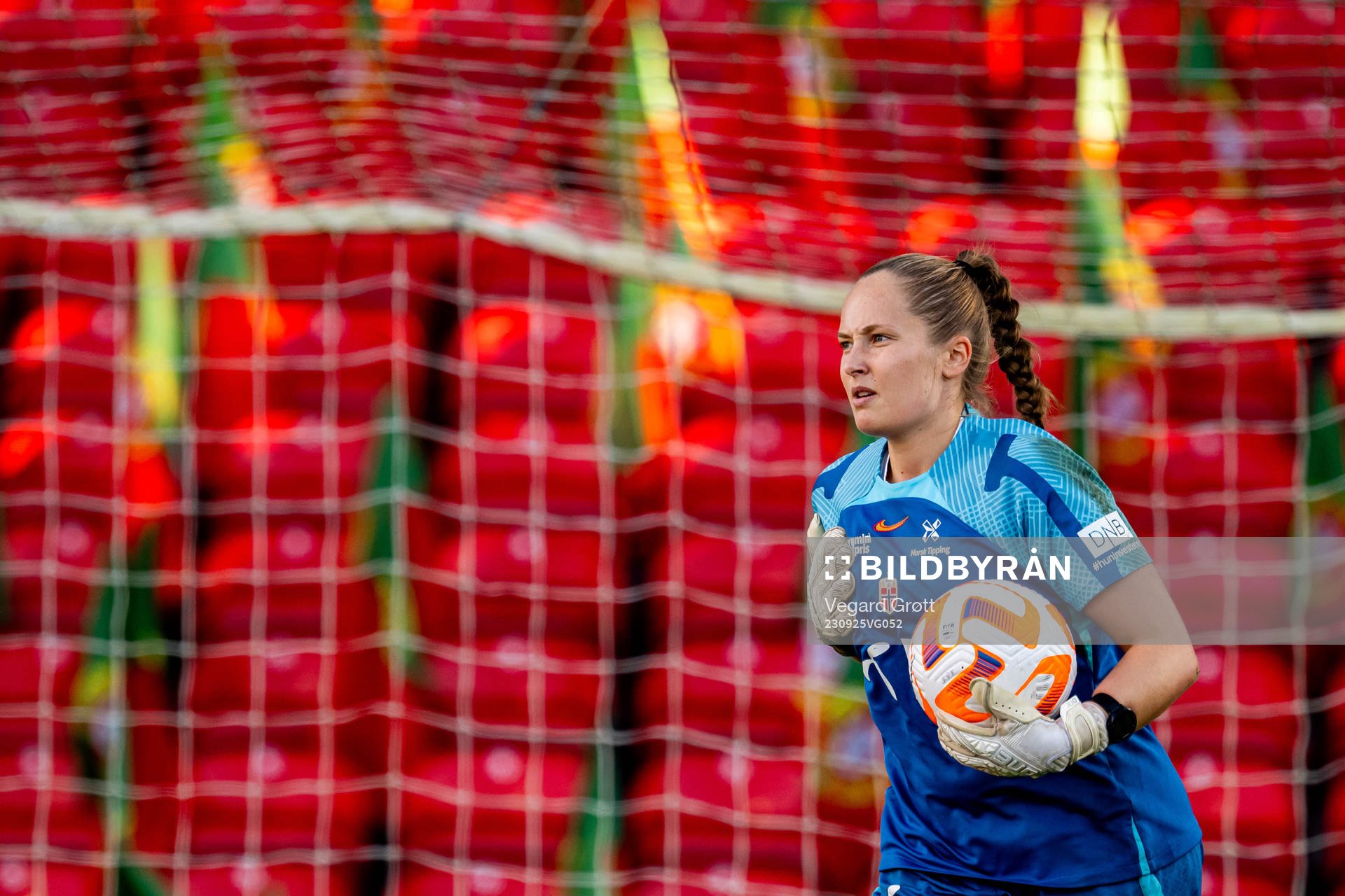Goalkeeper Aurora Mikalsen of the Norwegian women's