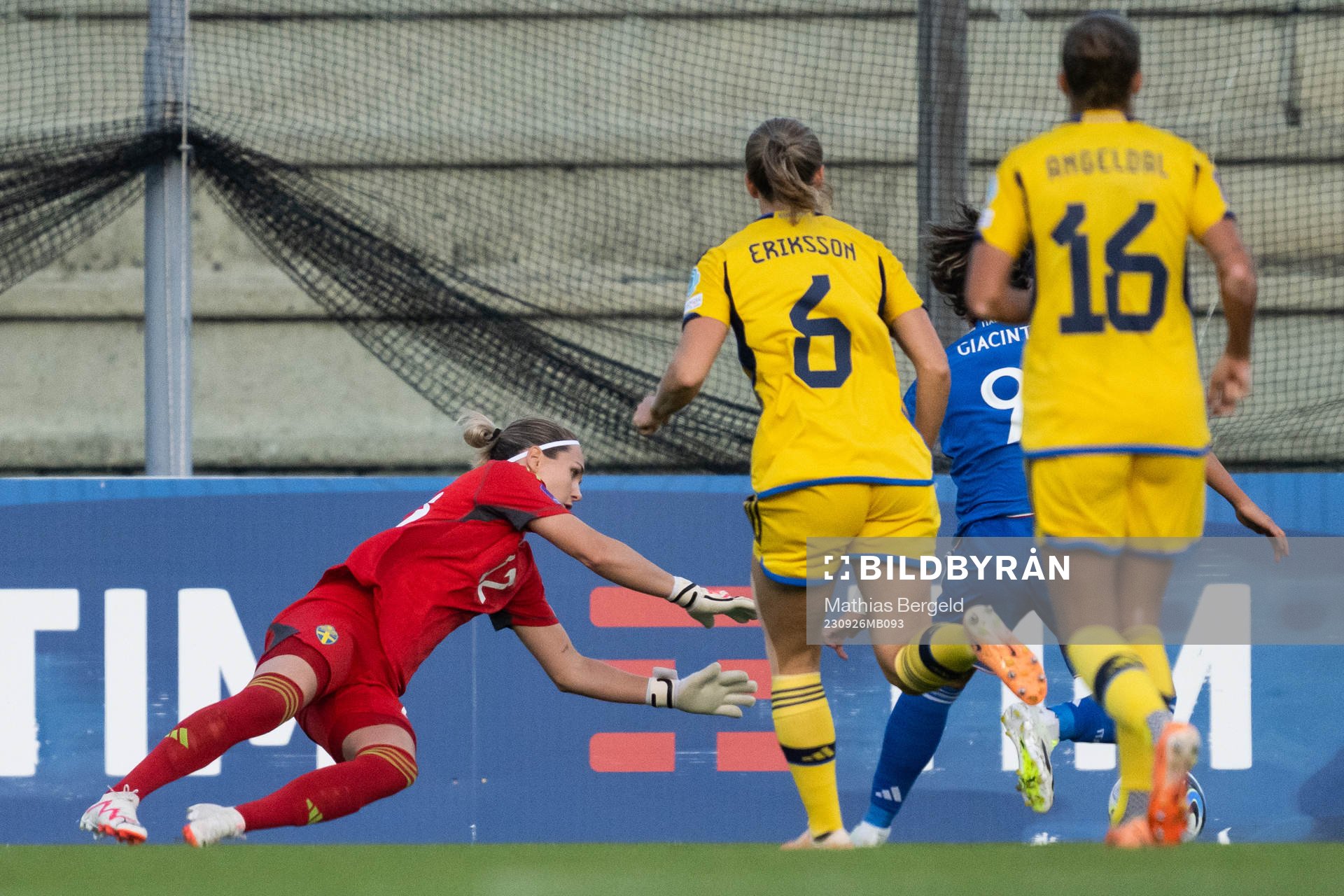 goalkeeper Jennifer Falk of Sweden