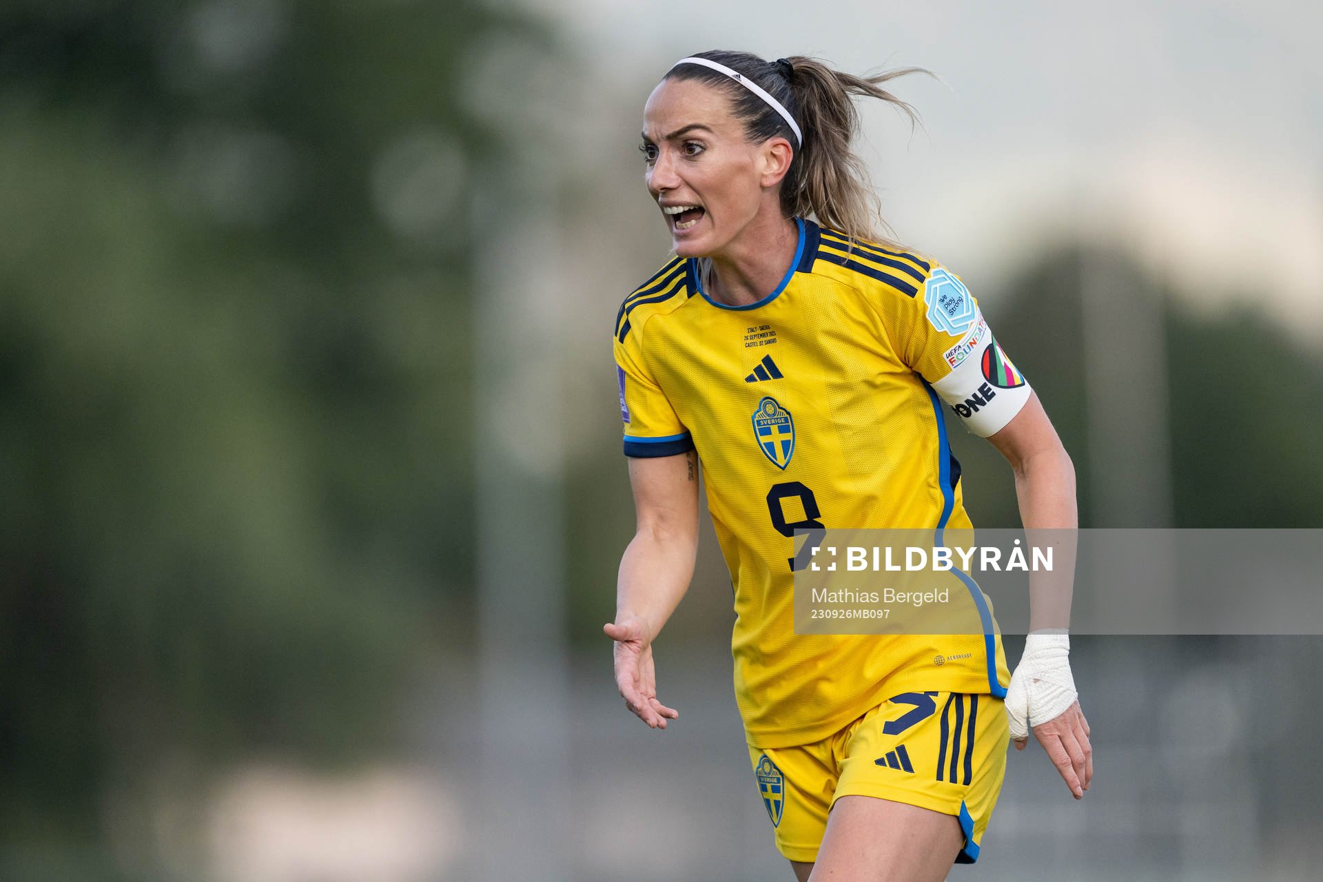 Kosovare Asllani of Sweden reacts
