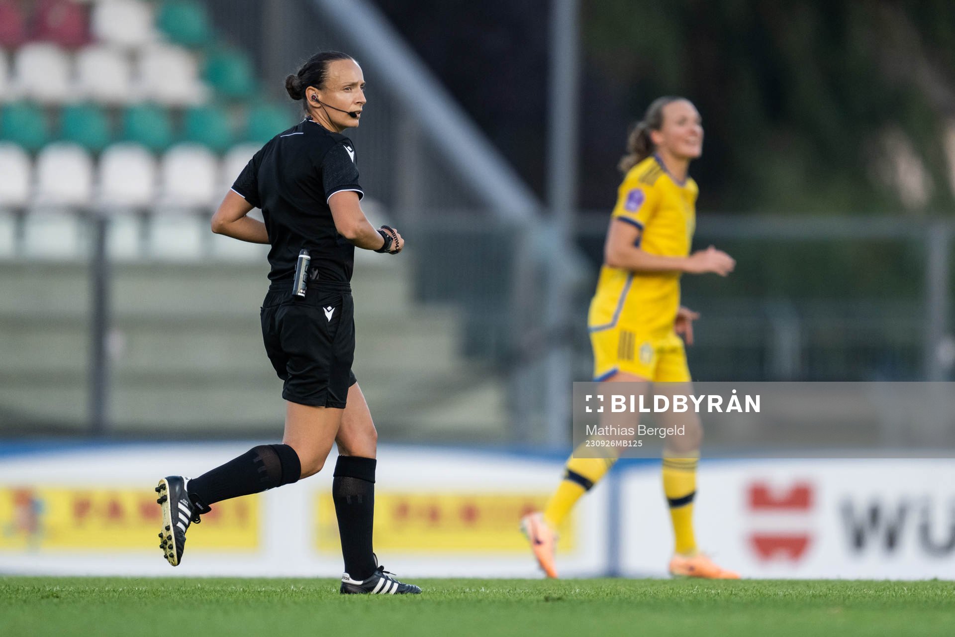 referee Ivana Projkovska during the UEFA Women's Nations League football match between Italy and Sweden on September 26, 2023 in Castel di Sangro.
