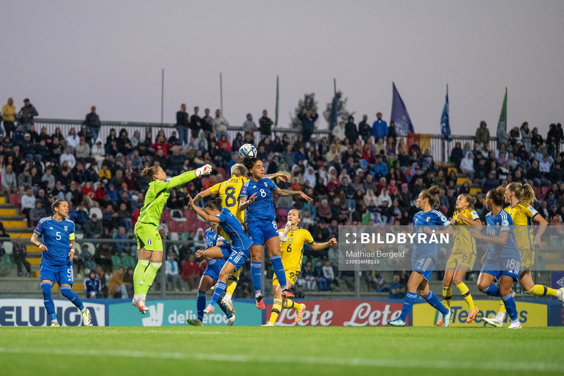 goalkeeper Laura Giuliani and Martina Piemonte of Italy and