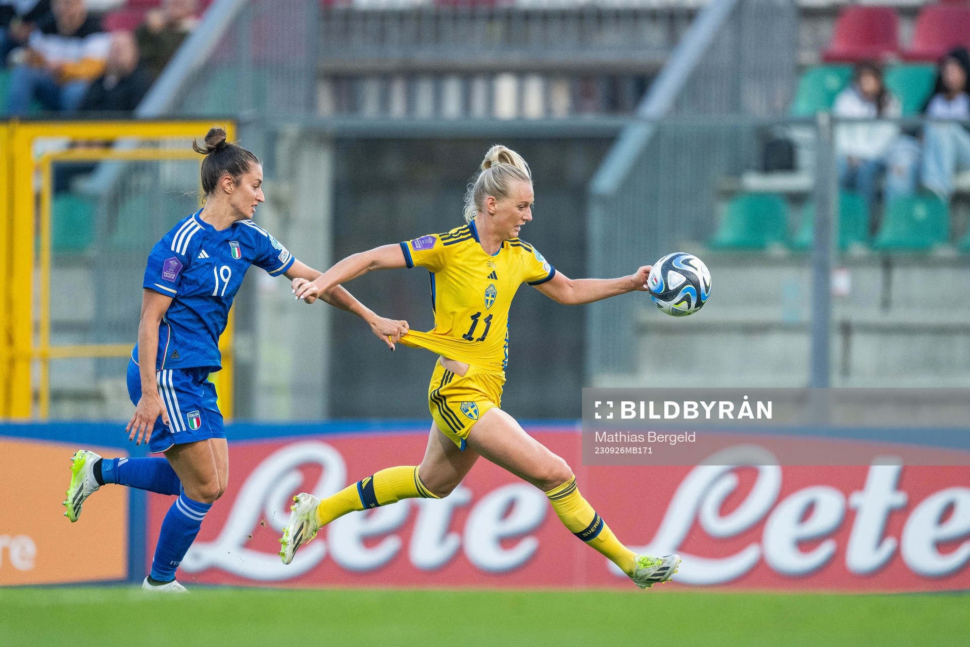 Martina Lenzini of Italy and Stina Blackstenius of Sweden