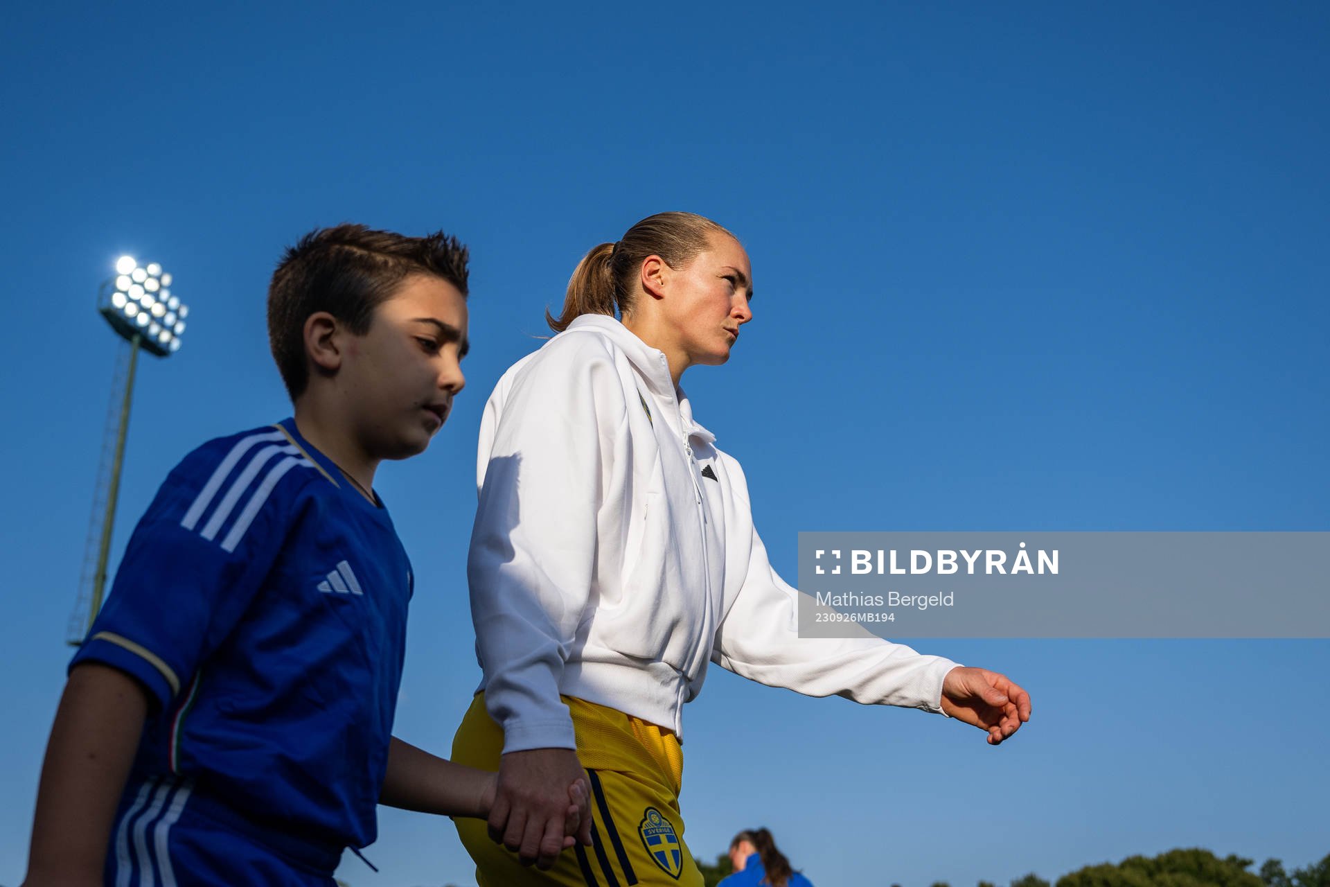 Magdalena Eriksson of Sweden enter the pitch
