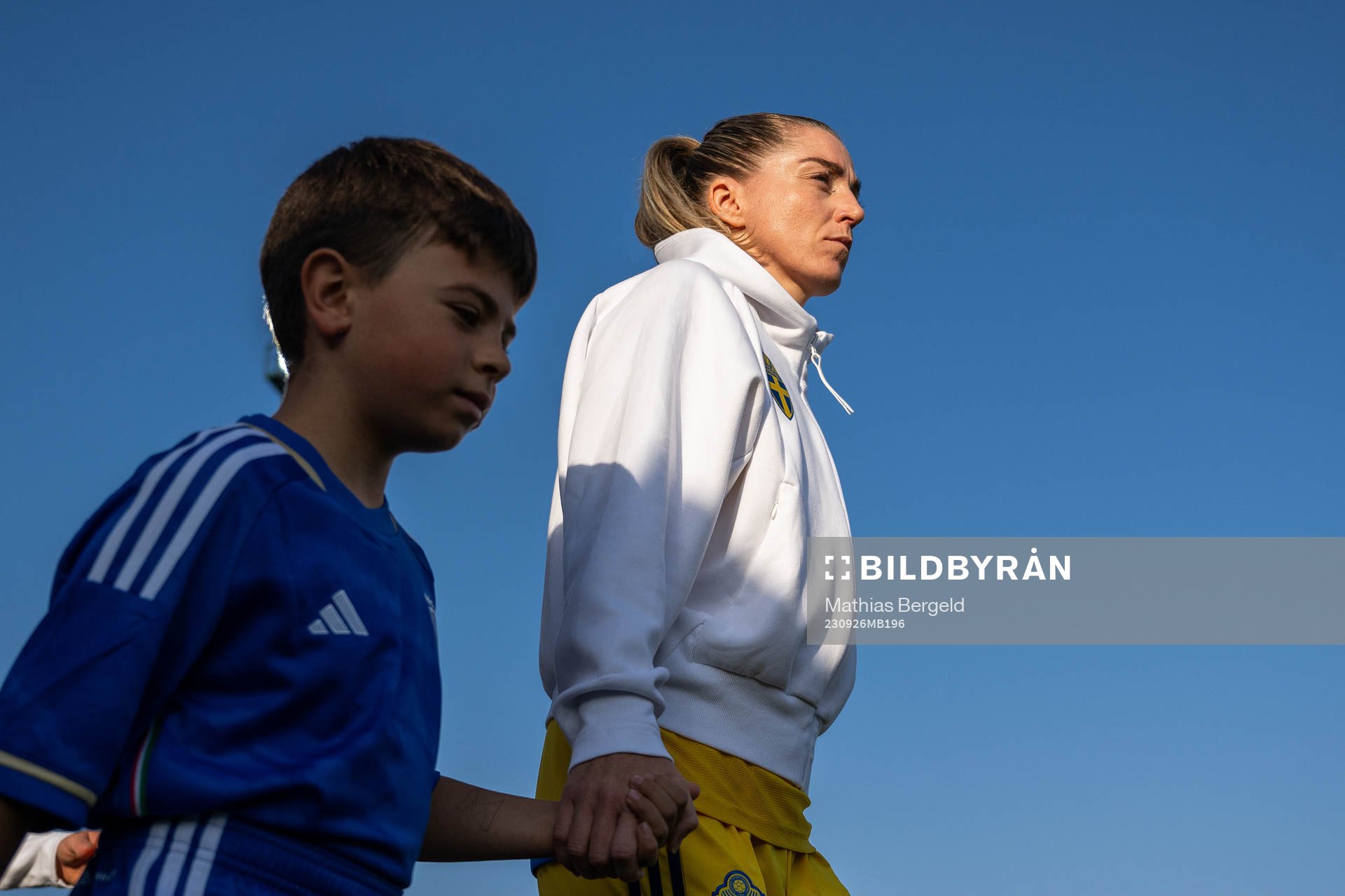 Linda Sembrant of Sweden enter the pitch