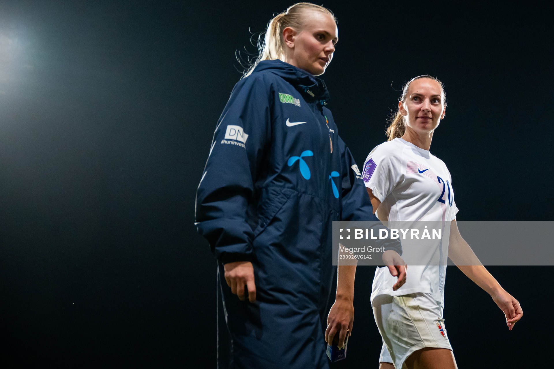 Karina Sævik and Marit Bratberg Lund of Norway after the UEFA Women’s Nations League football match between Portugal and Norway on September 26, 2023 in Barcelos.