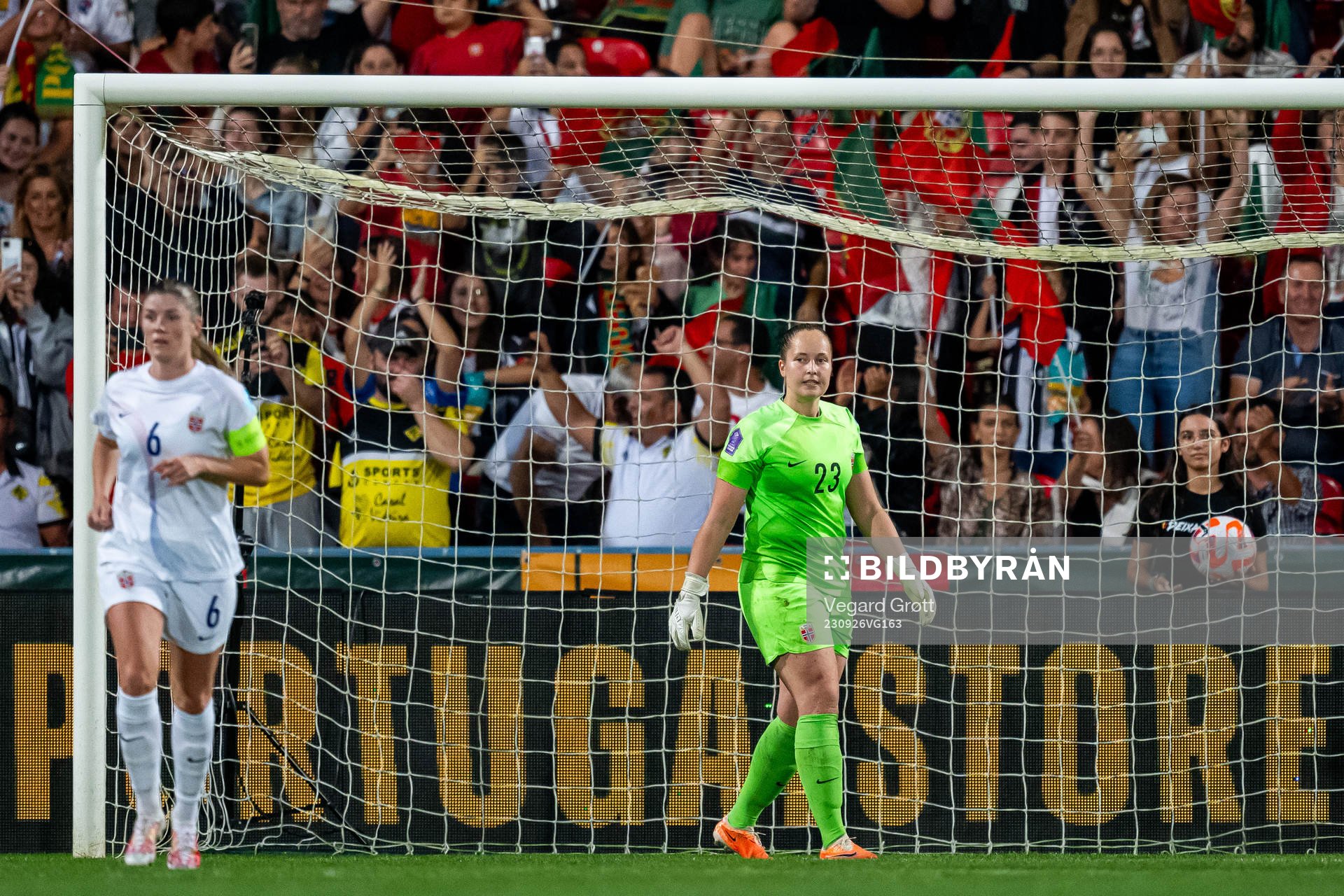 Goalkeeper Aurora Mikalsen of Norway looks dejected