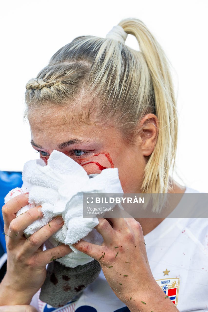 Sophie Román Haug of Norway in pain
