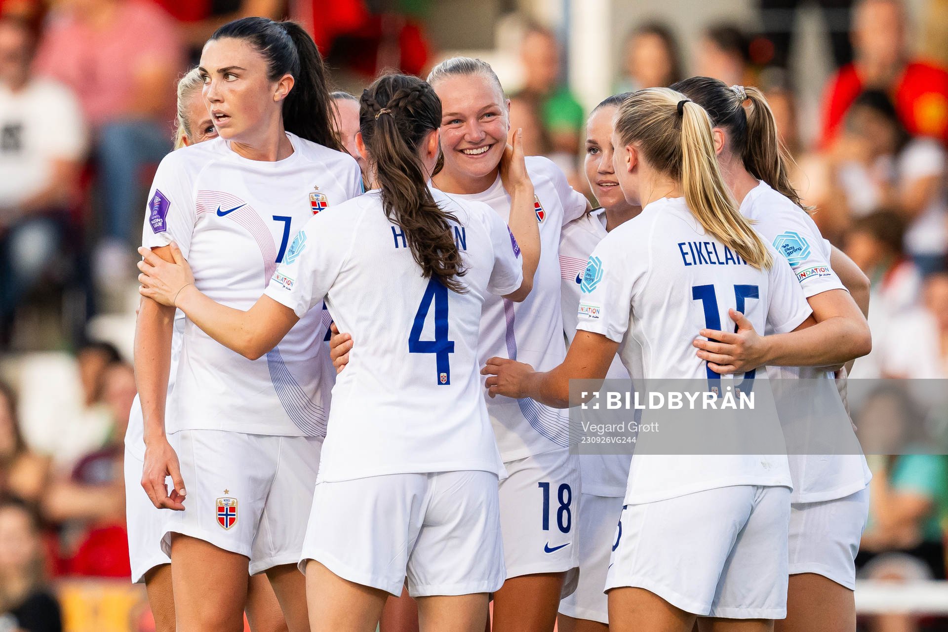 Frida Maanum of Norway celebrates with Ingrid Syrstad