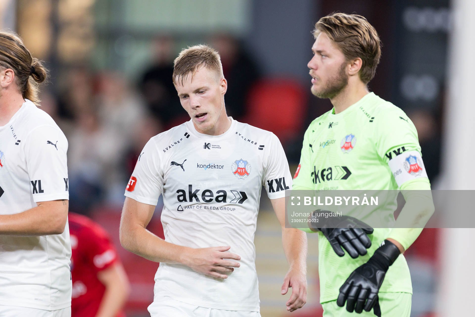 Helsingborgs Emil Hellman och målvakt Kalle Joelsson