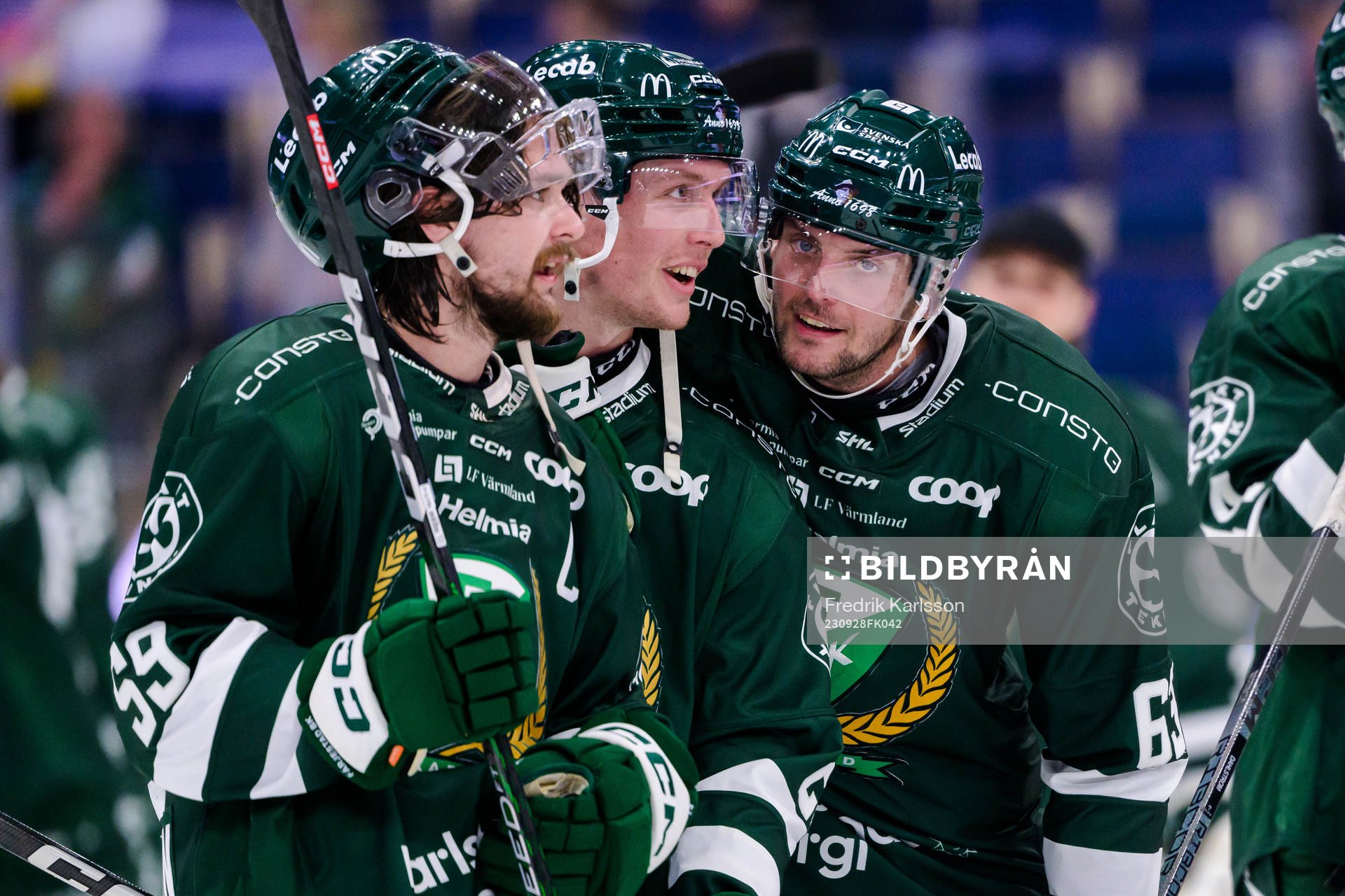 Färjestads Linus Johansson, Mattias Göransson och Carl