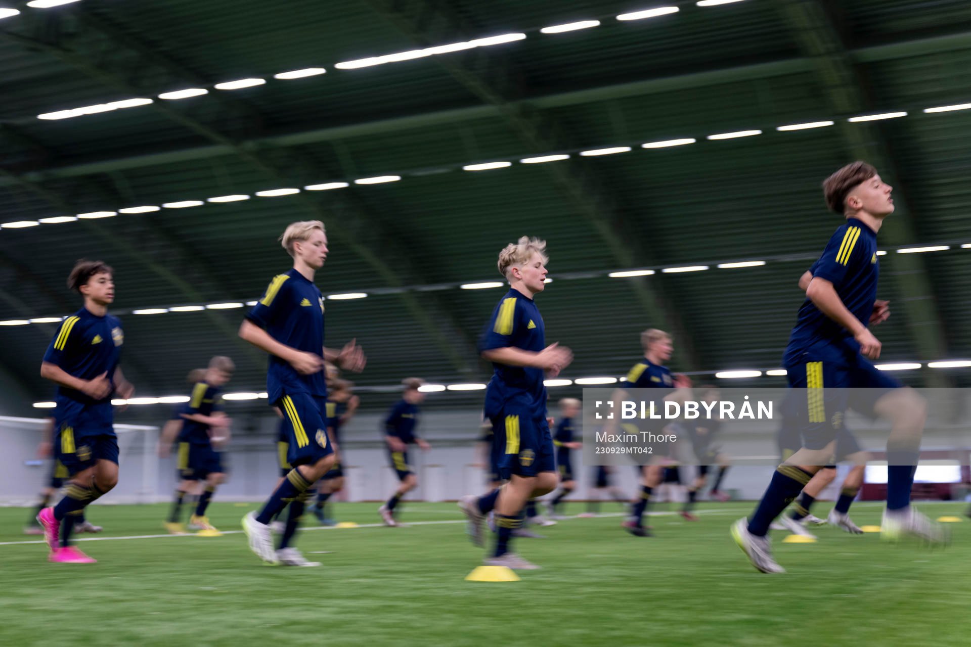 Egoh Nilsson under en träning med det svenska P15 future team landslaget i fotboll den 29 september 2023 i Stockholm. 