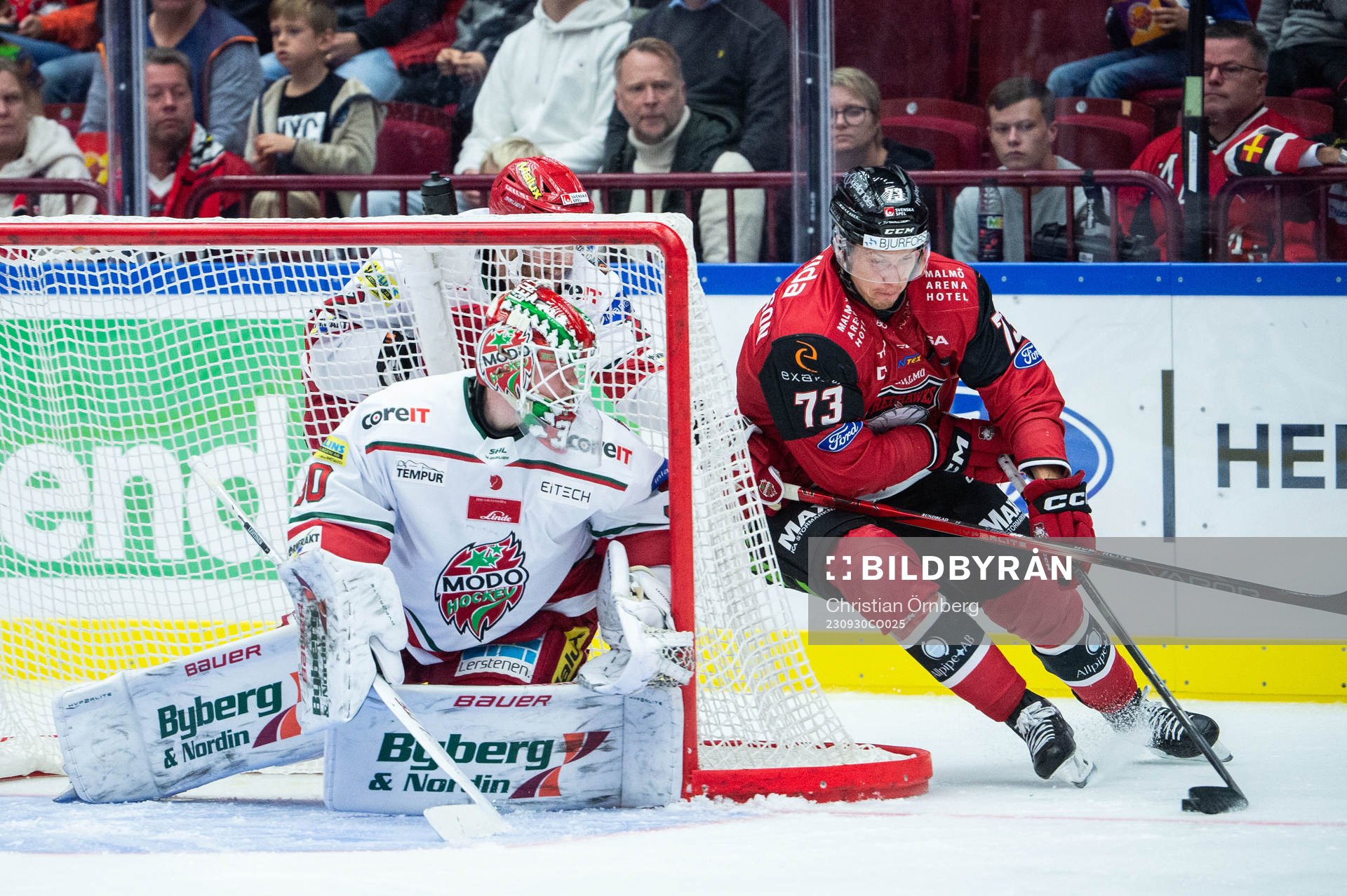 MoDos målvakt Lassi Lehtinen och Malmö Redhawks Adam