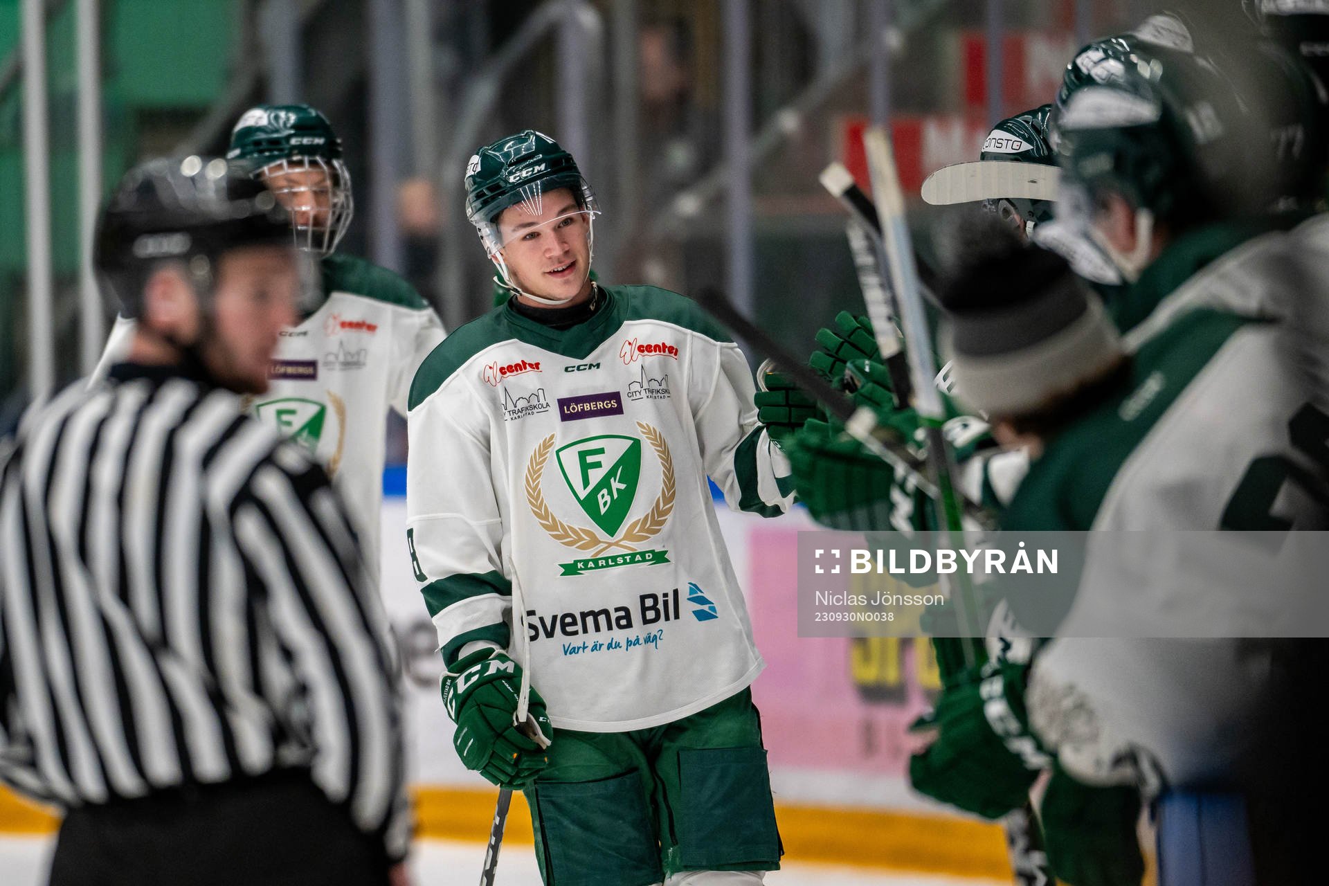 Färjestads Elliot Stählberg jublar